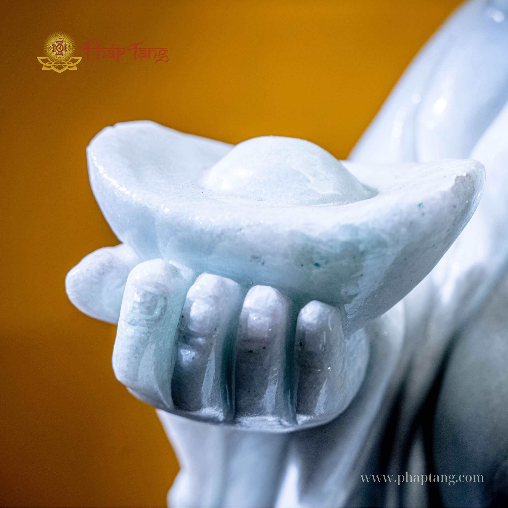 BỒ TÁT DI LẶC VÁC CÀNH ĐÀO ĐỨNG CẨM THẠCH XANH VN 70CM