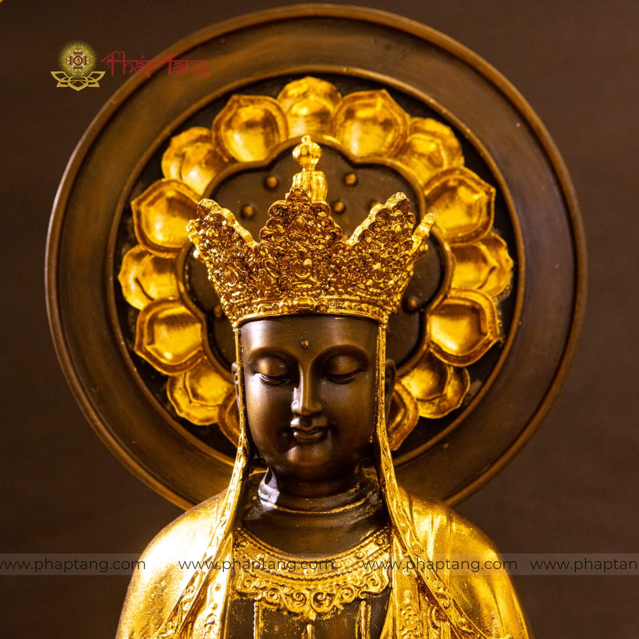 ĐỊA TẠNG BỒ TÁT NGỒI TOÀ SEN DÁT VÀNG 9999 - 40CM