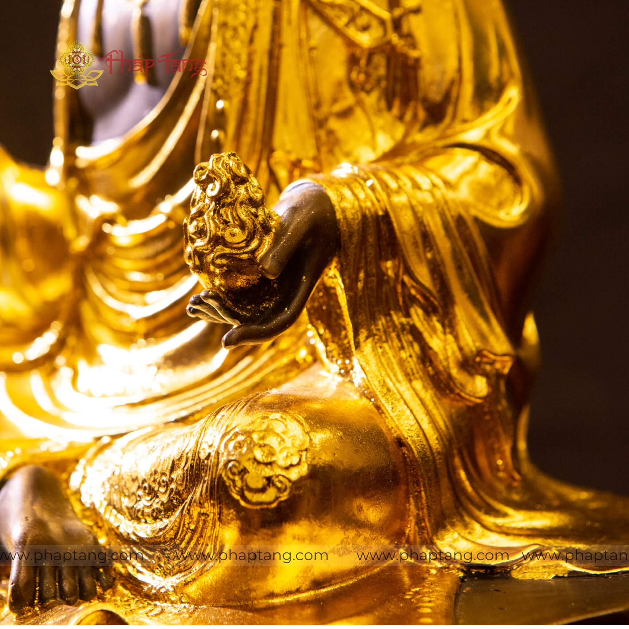 ĐỊA TẠNG BỒ TÁT NGỒI TOÀ SEN DÁT VÀNG 9999 - 40CM