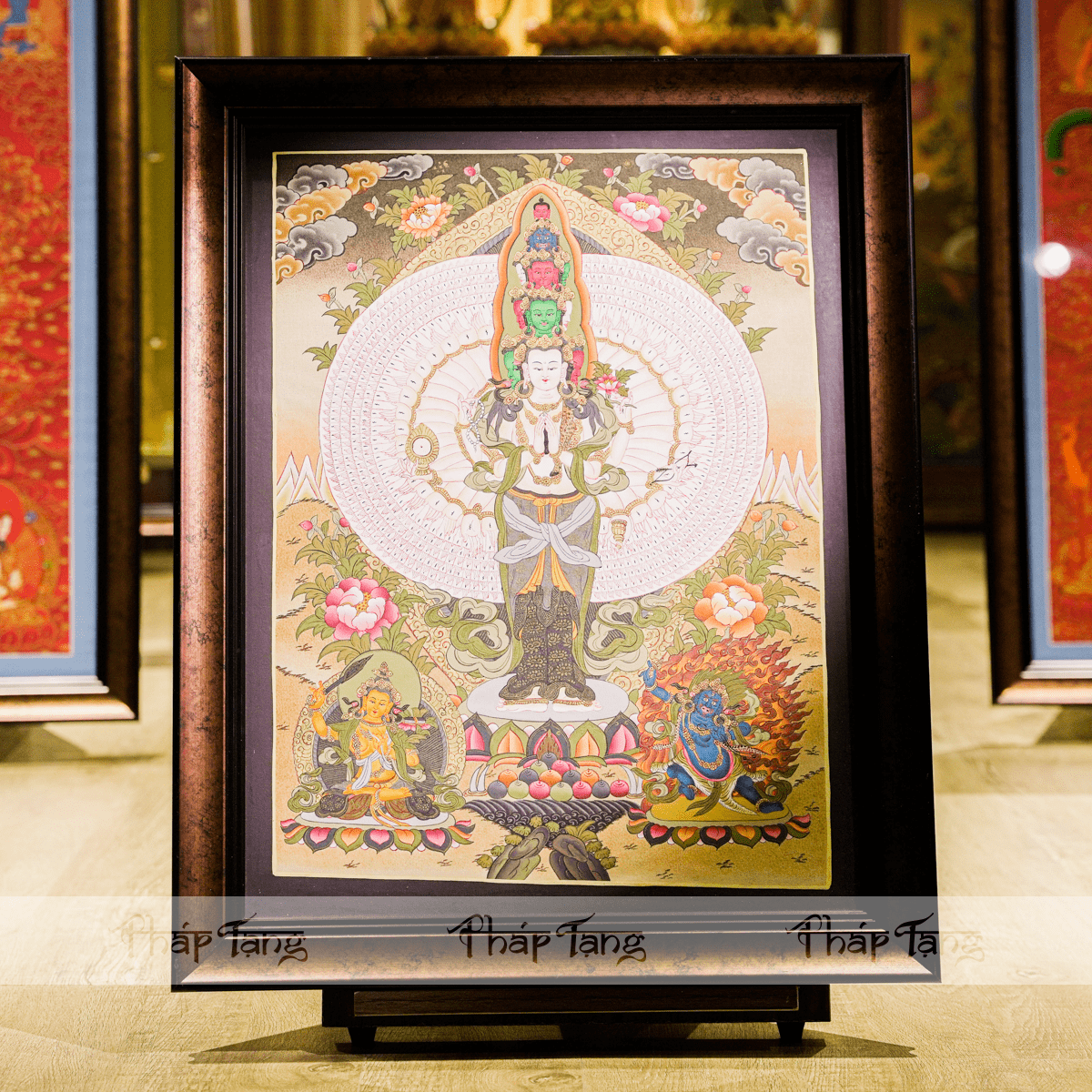 THANGKA BỒ TÁT QUAN ÂM THẬP NHẤT DIỆN KT 50X60cm