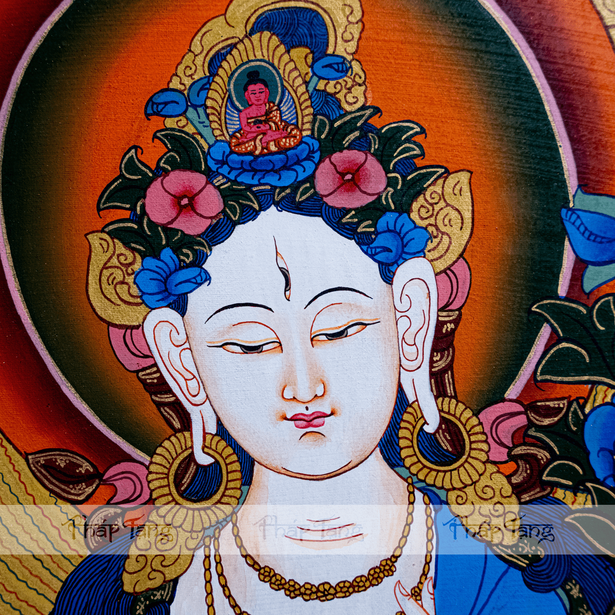 THANGKA BỒ TÁT TARA TRẮNG KT82X62cm