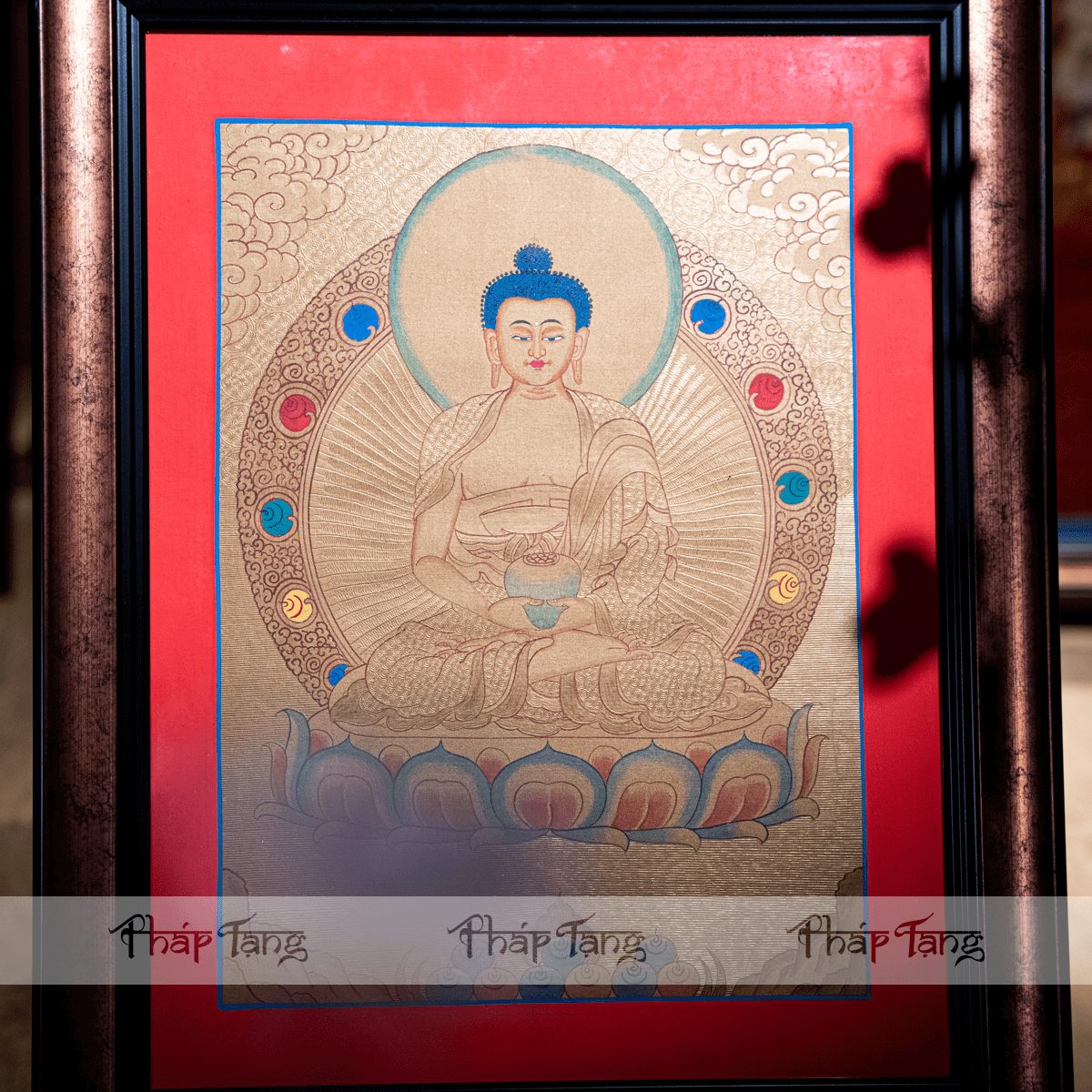 THANGKA BỔN SƯ THÍCH CA VIỀN ĐỎ KT44X55cm