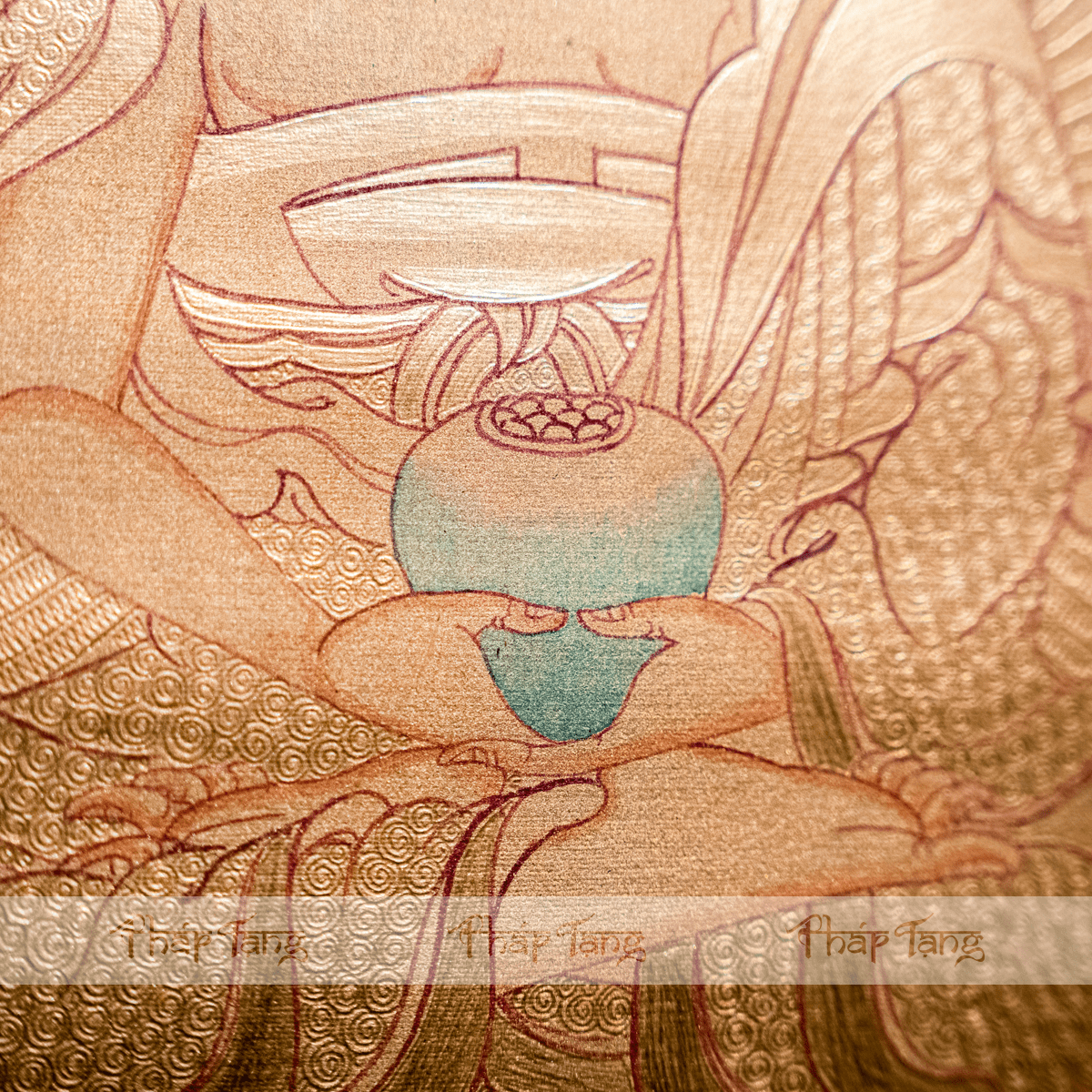 THANGKA BỔN SƯ THÍCH CA VIỀN ĐỎ KT44X55cm