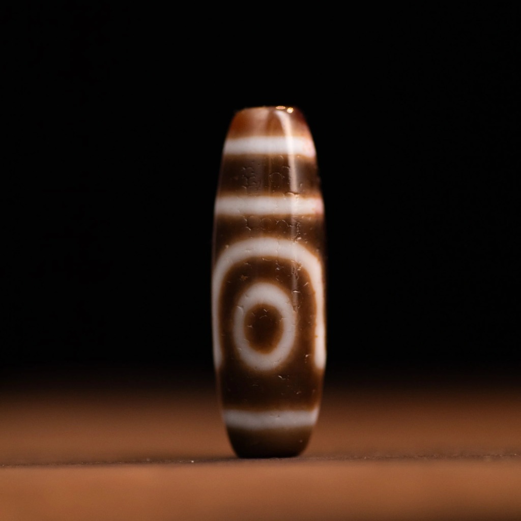 Dzi 2 Mắt Thân Dầu Ivory (Trắng Ngà) HQ 3.7CM - Hạnh Phúc & Hòa Hợp