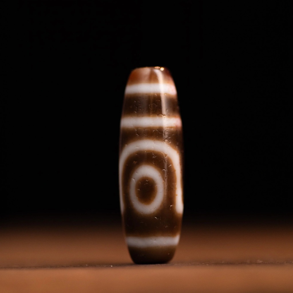 Dzi 2 Mắt Thân Dầu Ivory (Trắng Ngà) HQ 3.7CM - Hạnh Phúc & Hòa Hợp