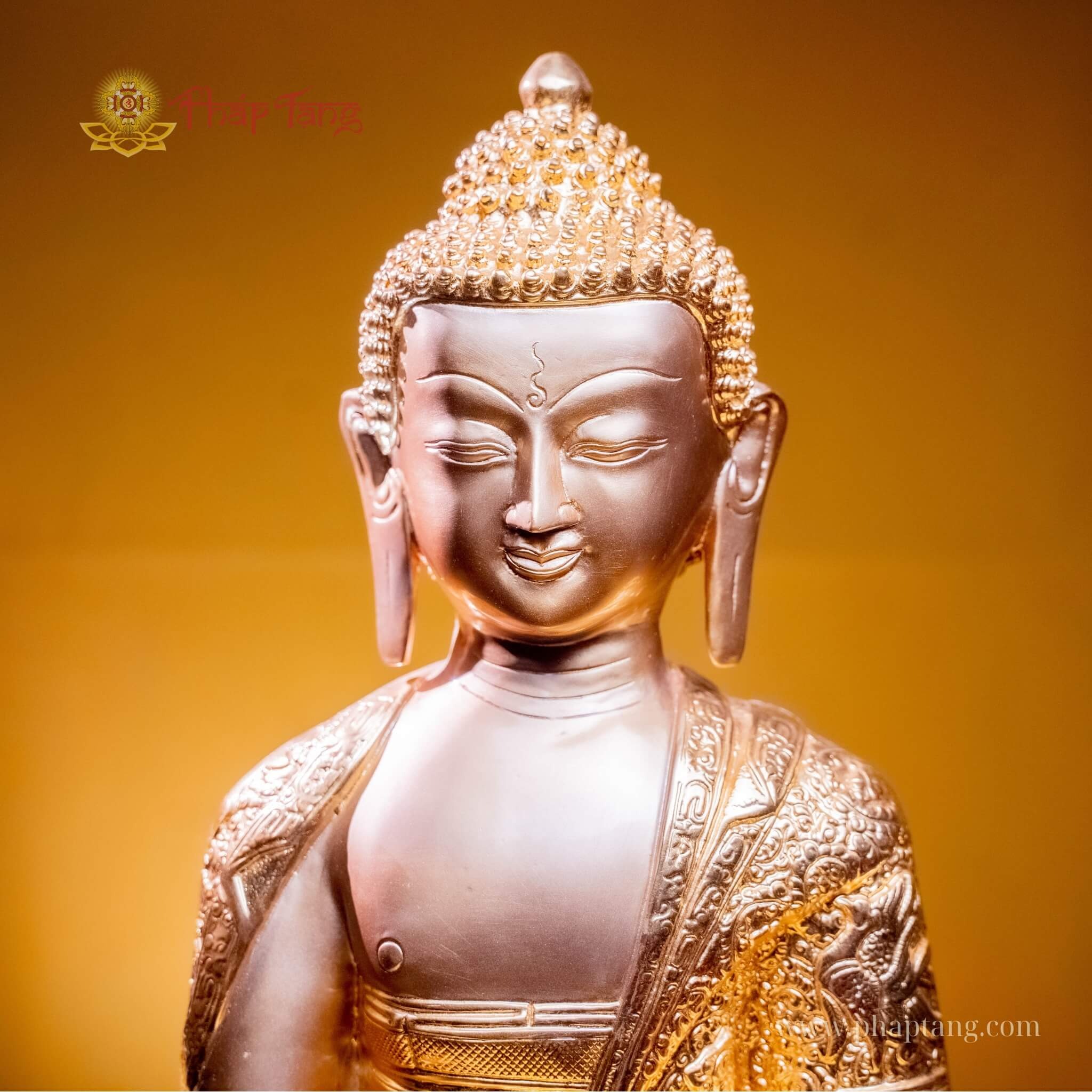 ĐỨC BỔN SƯ ÁO CHẠM TRỔ ẤN ĐỘ DÁT VÀNG 9999 ĐB CAO 60CM