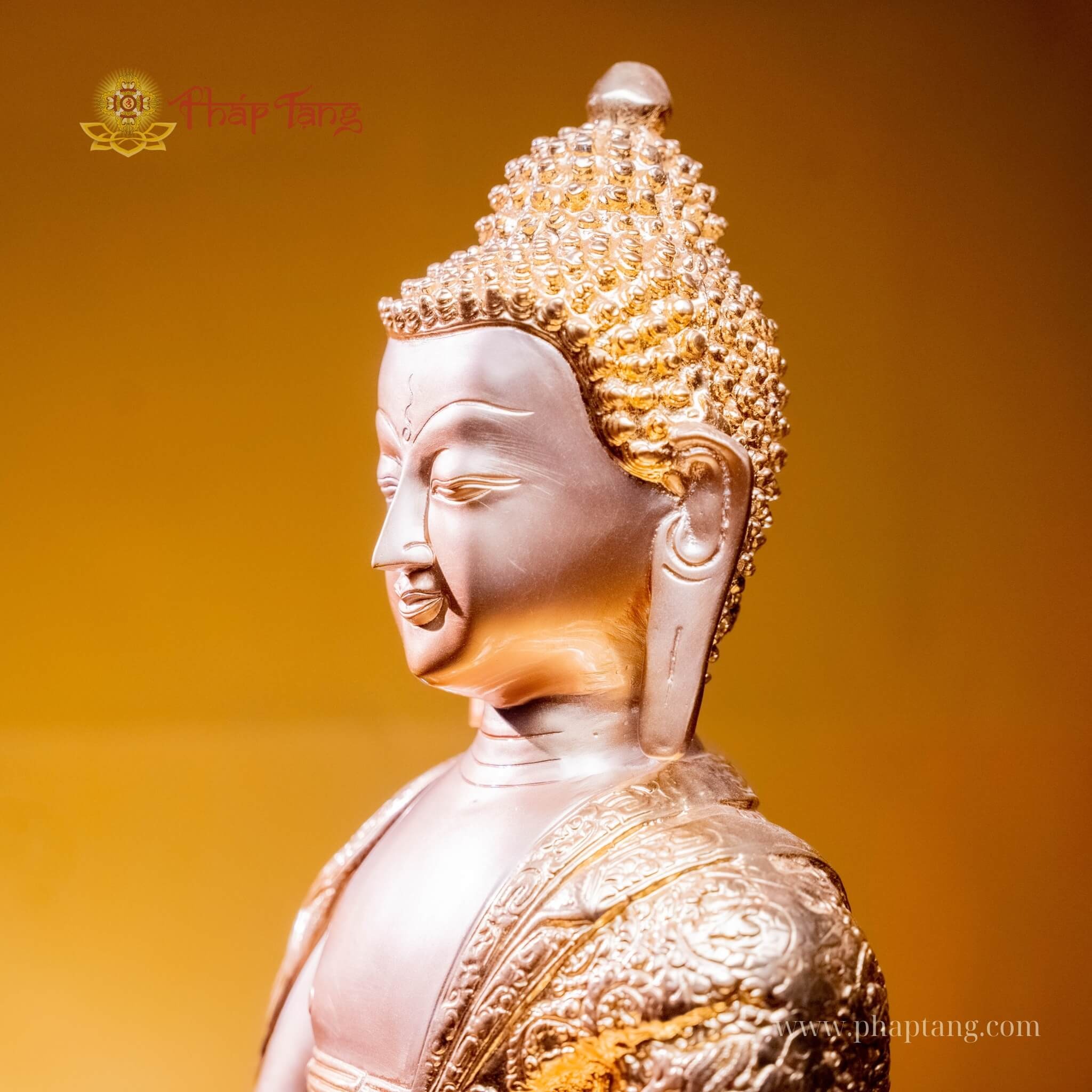 ĐỨC BỔN SƯ ÁO CHẠM TRỔ ẤN ĐỘ DÁT VÀNG 9999 ĐB CAO 60CM