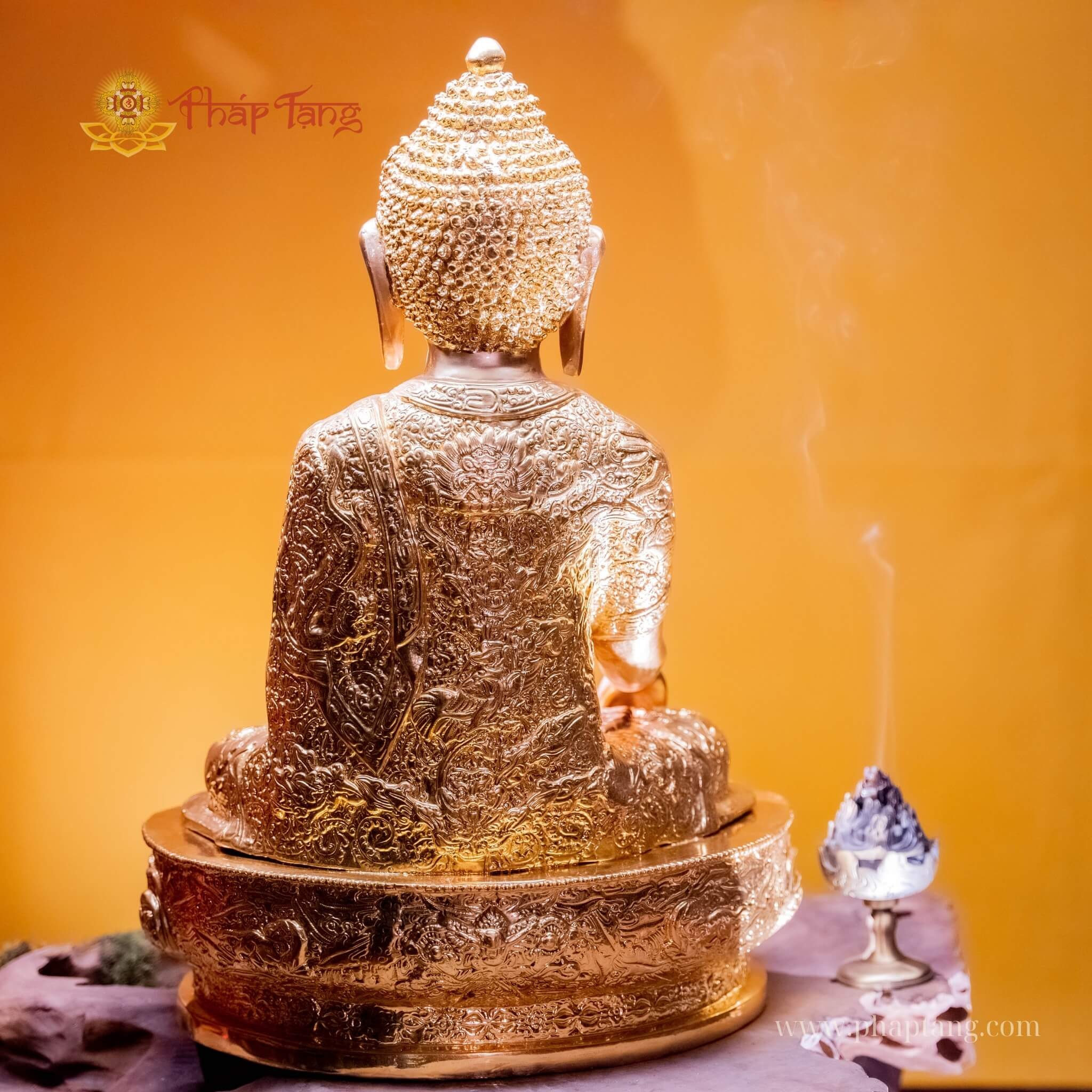 ĐỨC BỔN SƯ ÁO CHẠM TRỔ ẤN ĐỘ DÁT VÀNG 9999 ĐB CAO 60CM