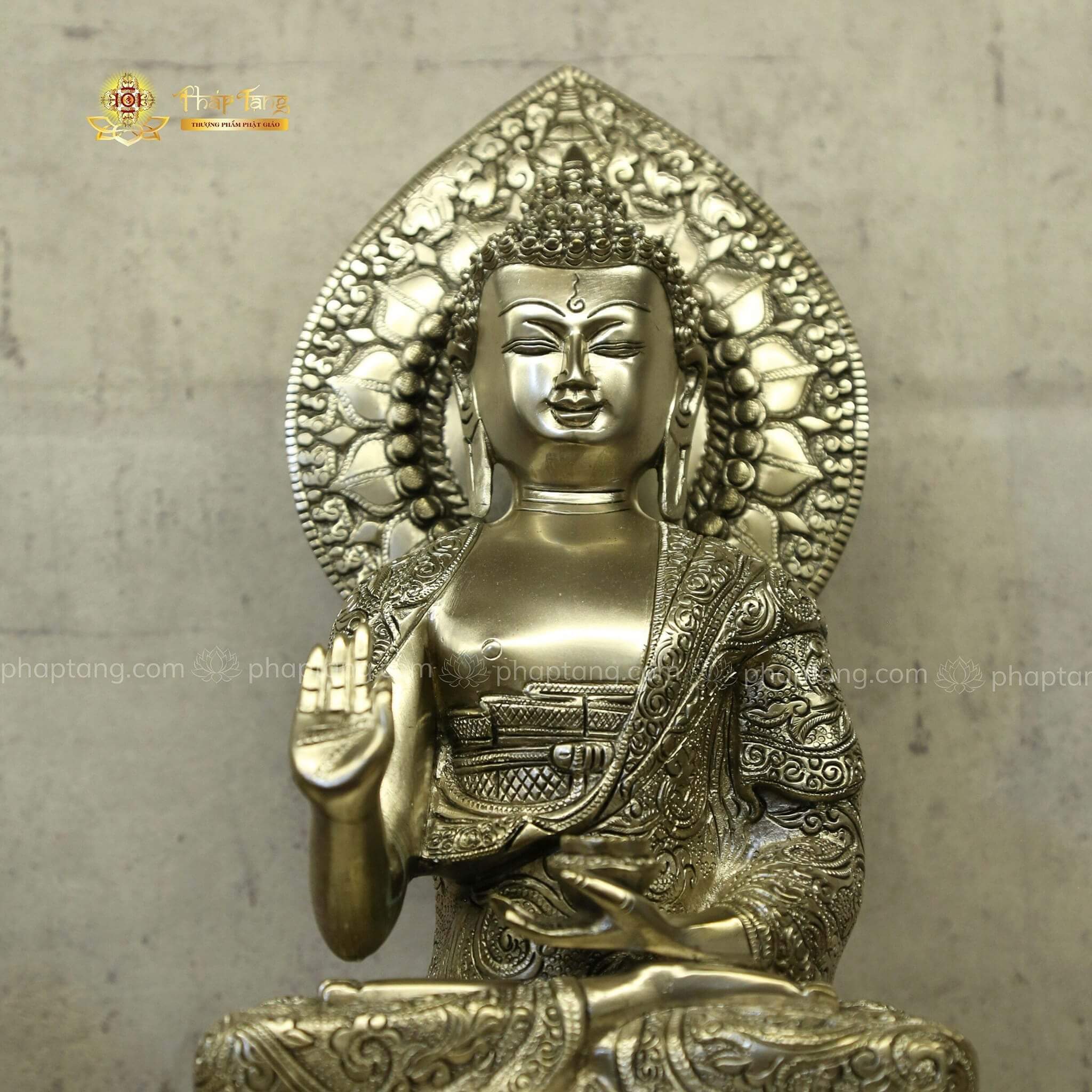 ĐỨC BỔN SƯ THÍCH CA ĐỒNG MẠ BẠC ẤN ĐỘ 36CM