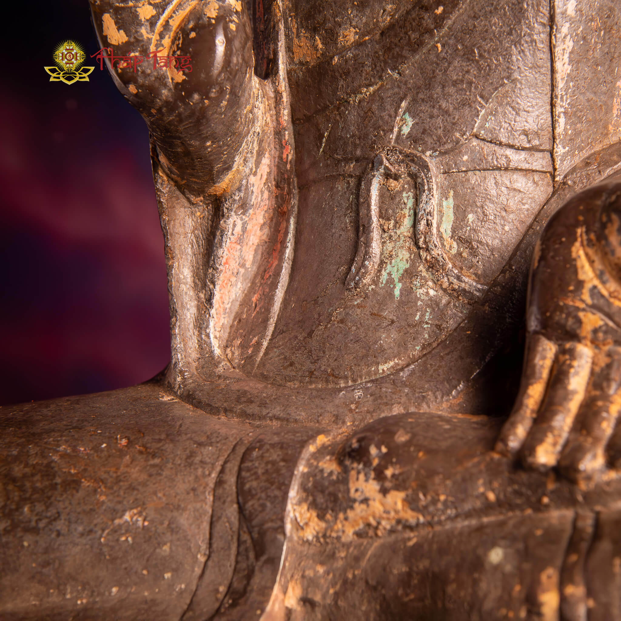 ĐỨC PHẬT BỔN SƯ ĐÁ XANH NGUYÊN KHỐI XƯA ẤN TIẾP DẪN DÁNG NGỒI 70CM