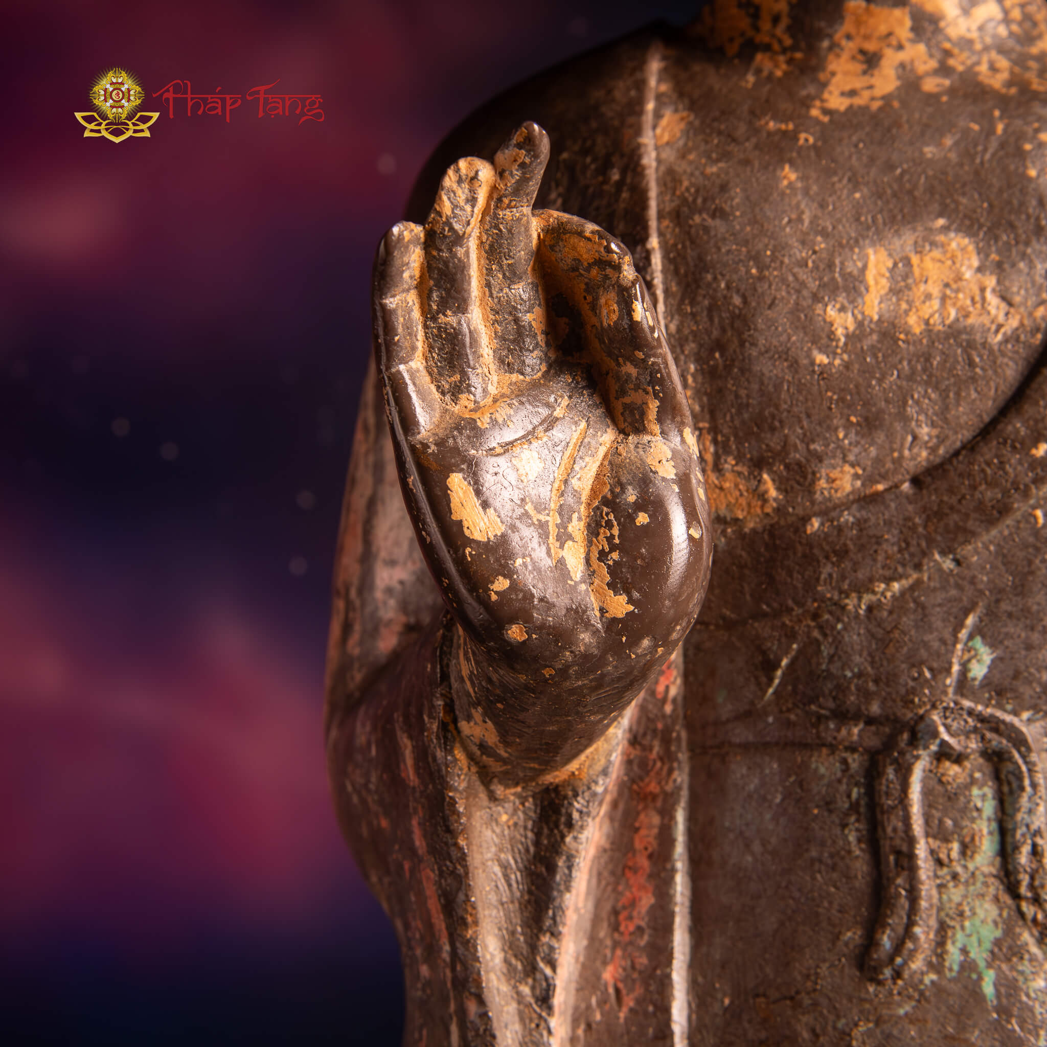 ĐỨC PHẬT BỔN SƯ ĐÁ XANH NGUYÊN KHỐI XƯA ẤN TIẾP DẪN DÁNG NGỒI 70CM