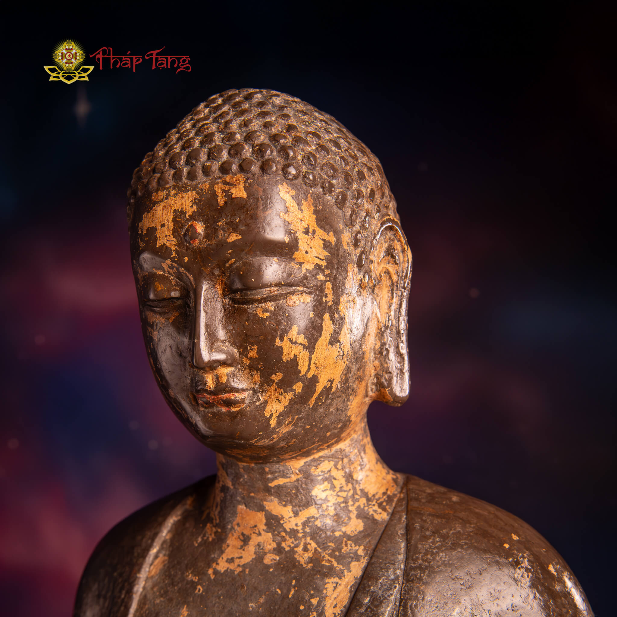 ĐỨC PHẬT BỔN SƯ ĐÁ XANH NGUYÊN KHỐI XƯA ẤN TIẾP DẪN DÁNG NGỒI 70CM