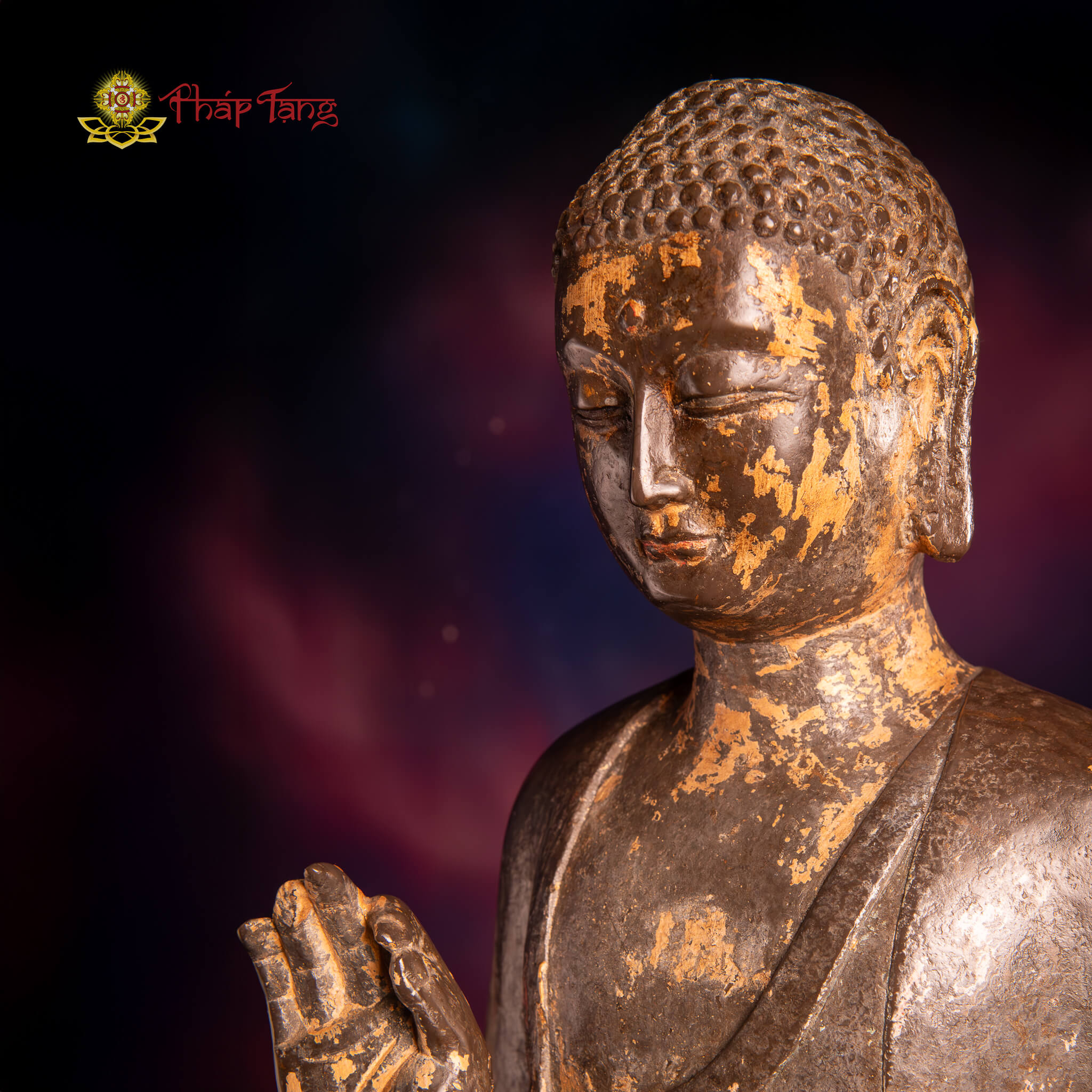 ĐỨC PHẬT BỔN SƯ ĐÁ XANH NGUYÊN KHỐI XƯA ẤN TIẾP DẪN DÁNG NGỒI 70CM