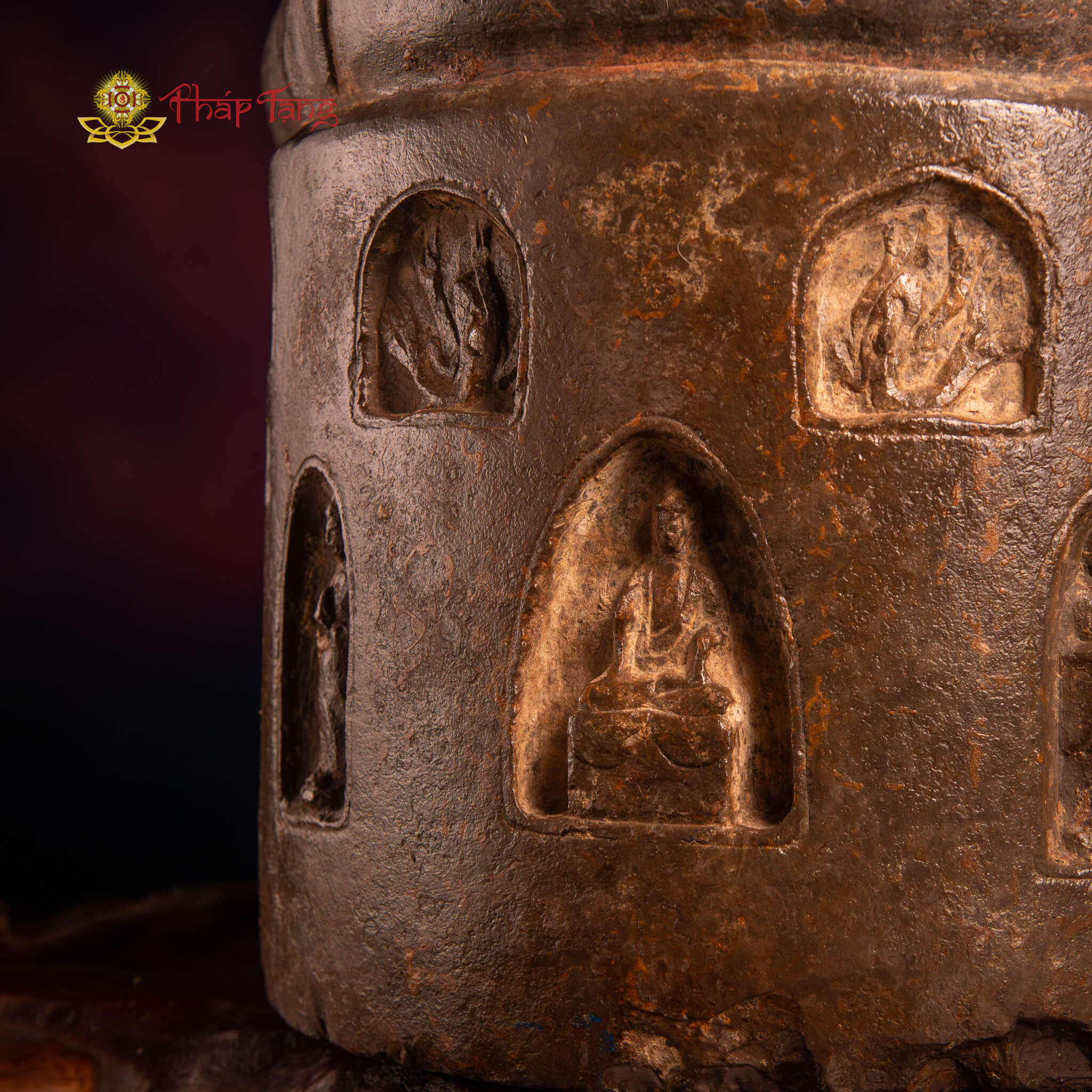 ĐỨC PHẬT BỔN SƯ ĐÁ XANH NGUYÊN KHỐI XƯA ẤN TIẾP DẪN DÁNG NGỒI 70CM