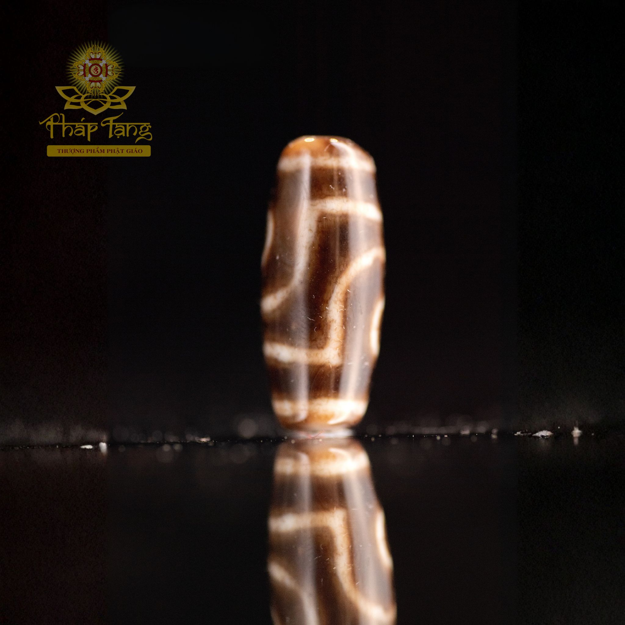 Dzi 2 Mắt Hành Giả Tibet (Màu Ivory Cổ) 1.8CM - Duyên Tu Tập Nepal