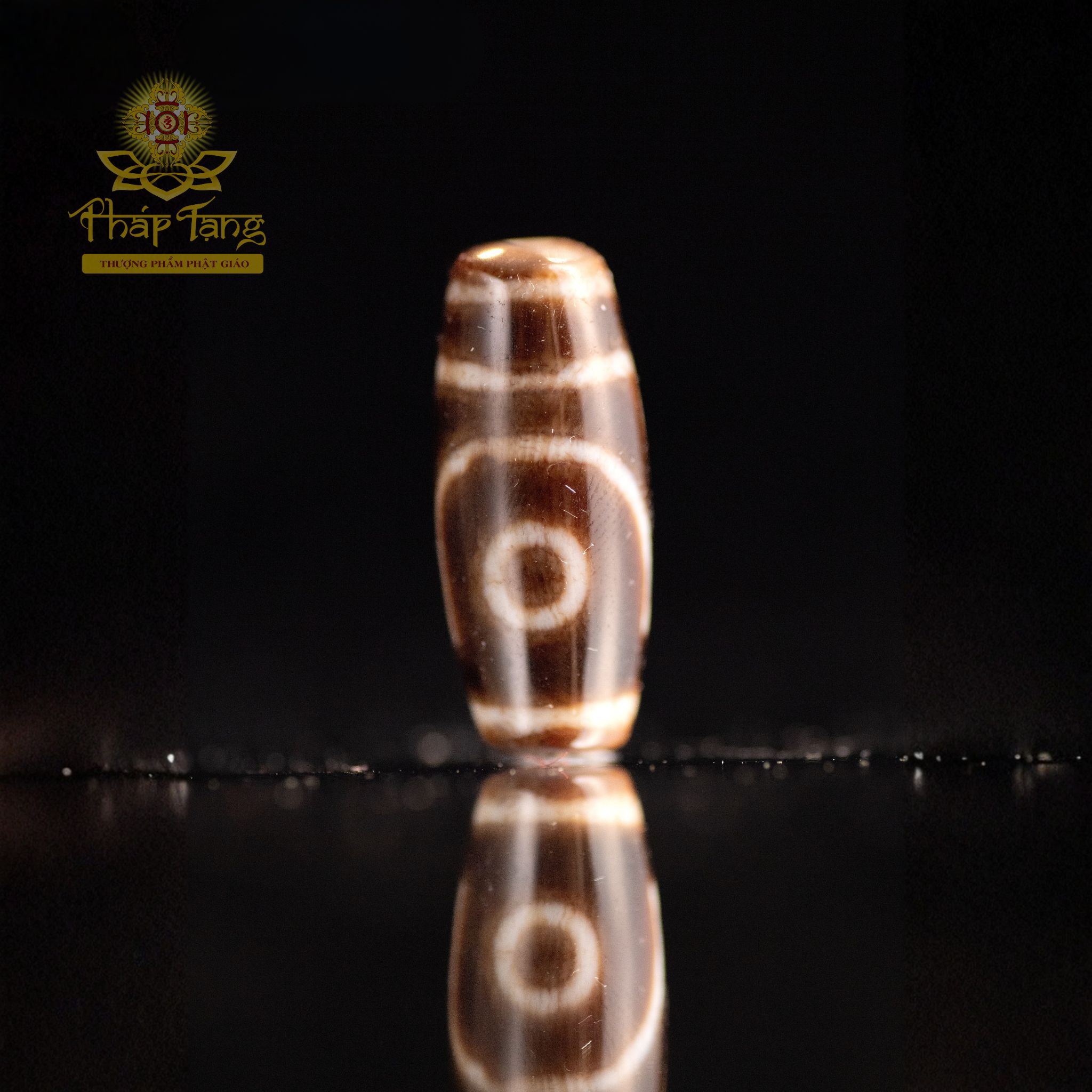 Dzi 2 Mắt Hành Giả Tibet (Màu Ivory Cổ) 1.8CM - Duyên Tu Tập Nepal