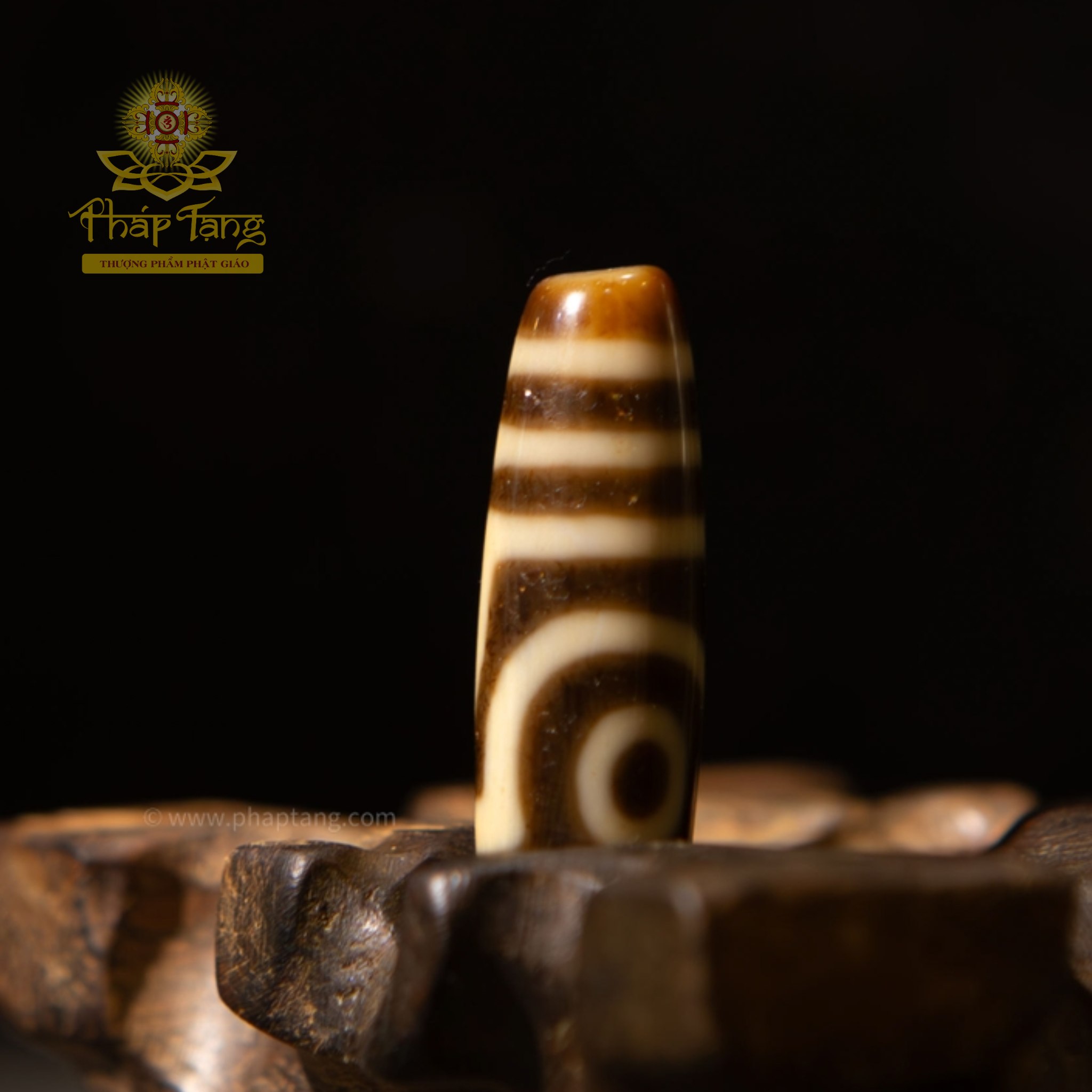 Dzi 2 Mắt Nepal Thân Nâu High Quality 40.4mm - Hộ Mệnh Tình Duyên & Gia Đạo