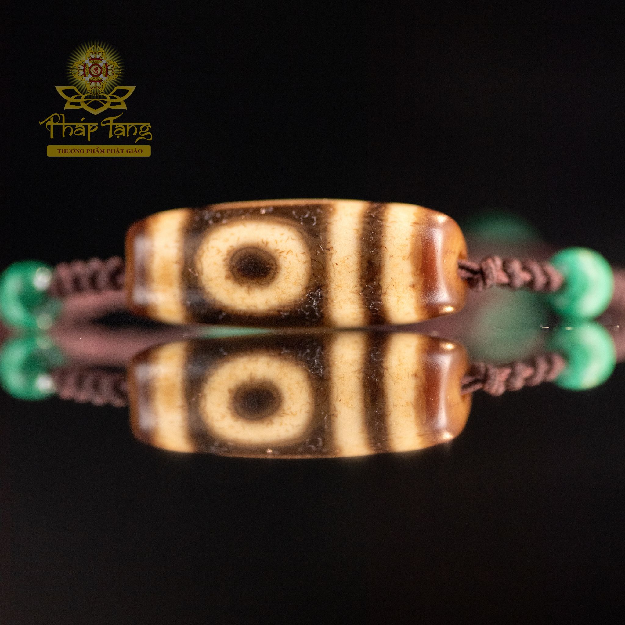 Dzi 2 Mắt Trụ Tròn Truyền Thừa 3.4CM - Dòng Hiếm (Thân Dầu Màu Ngà)