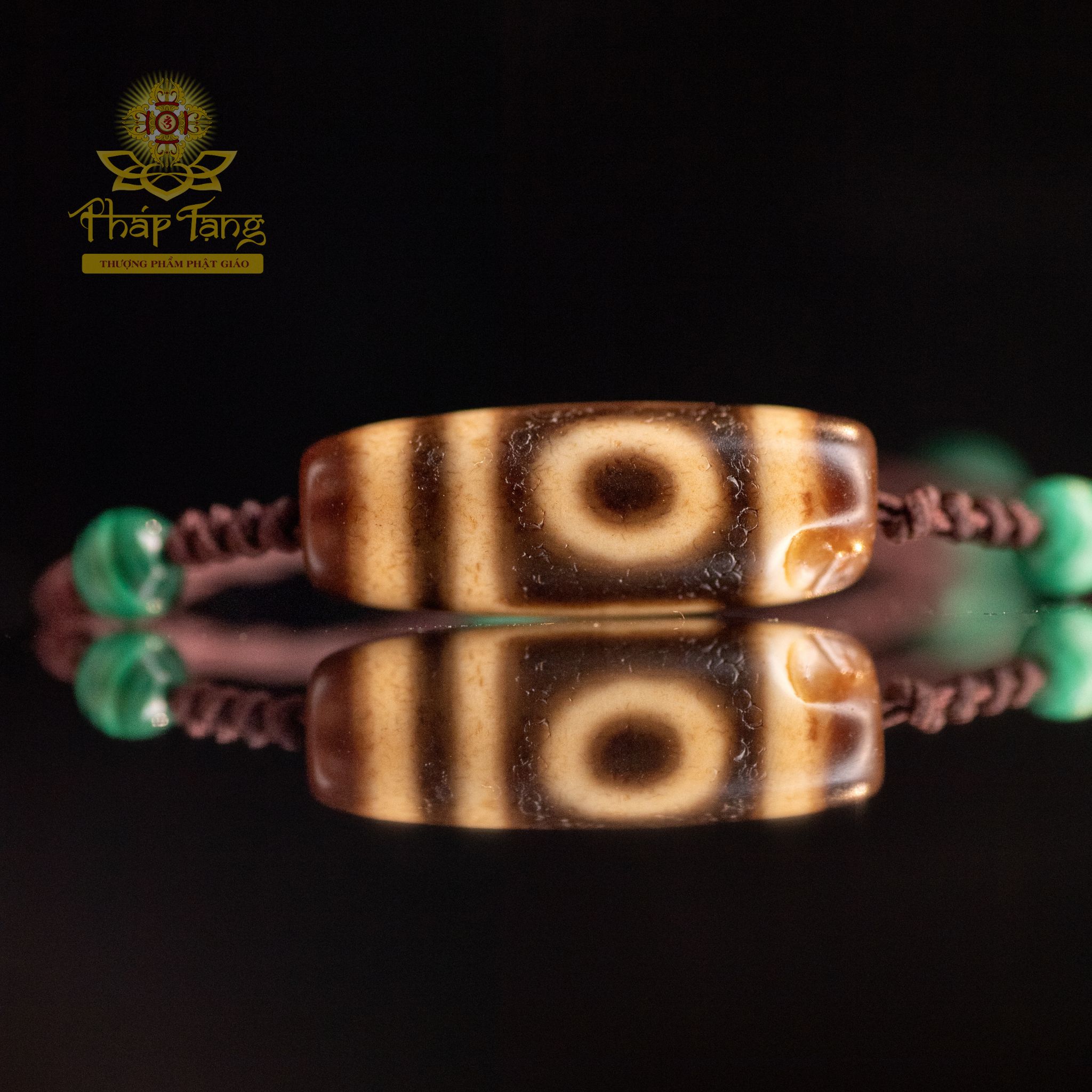 Dzi 2 Mắt Trụ Tròn Truyền Thừa 3.4CM - Dòng Hiếm (Thân Dầu Màu Ngà)