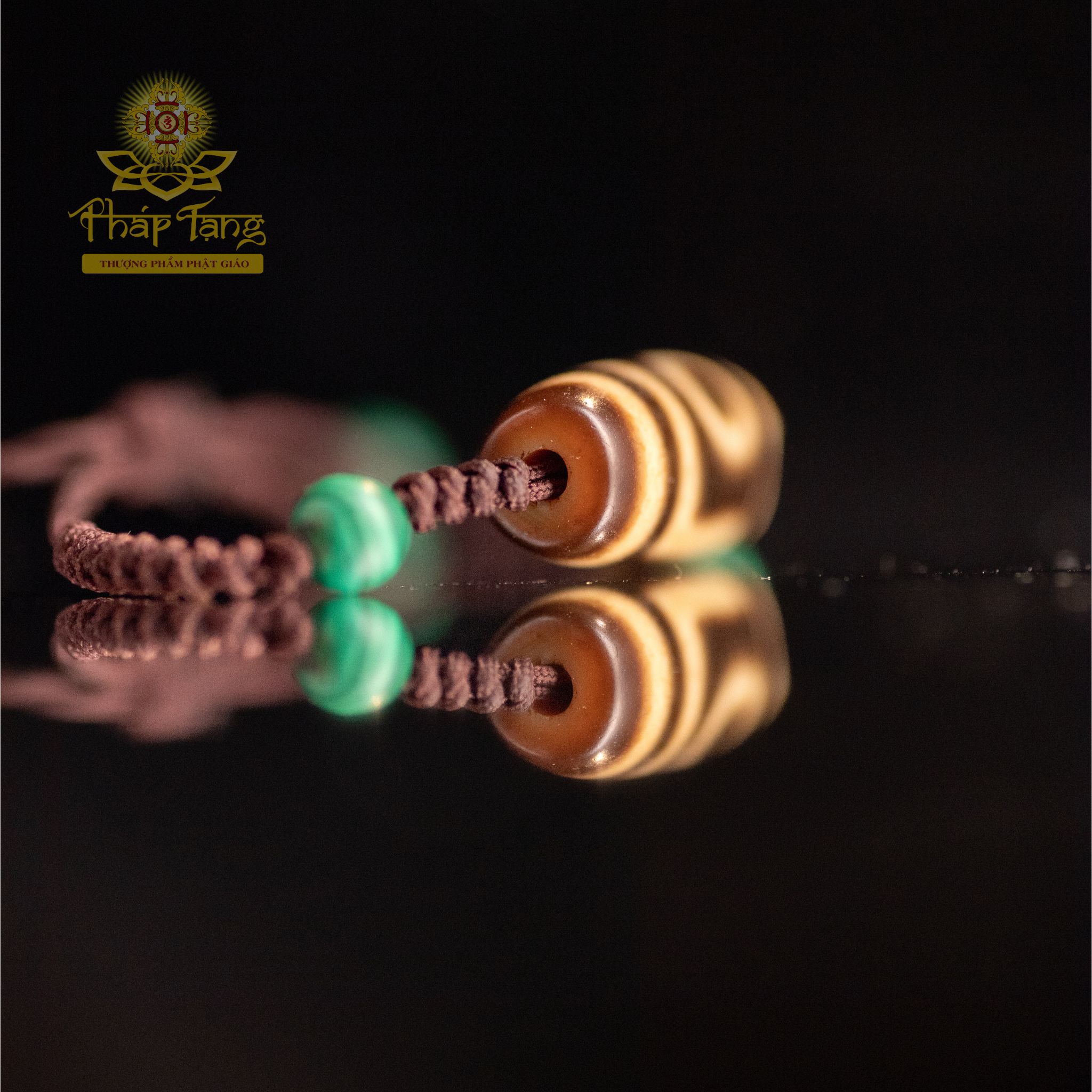 Dzi 2 Mắt Trụ Tròn Truyền Thừa 3.4CM - Dòng Hiếm (Thân Dầu Màu Ngà)