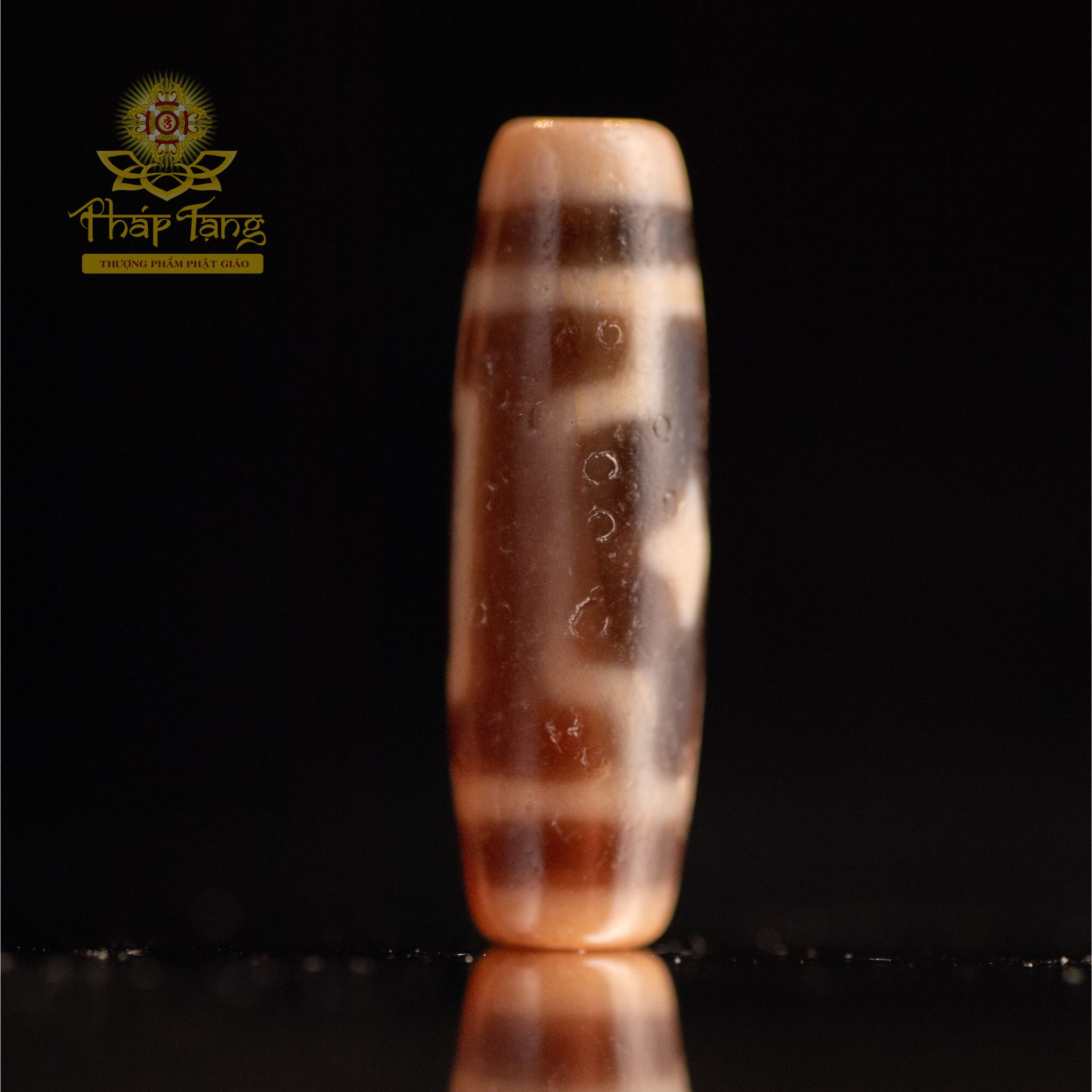 Dzi 3 Mắt Mandala Thân Ngọc Lõi Ngà (Tibet) - 5cm