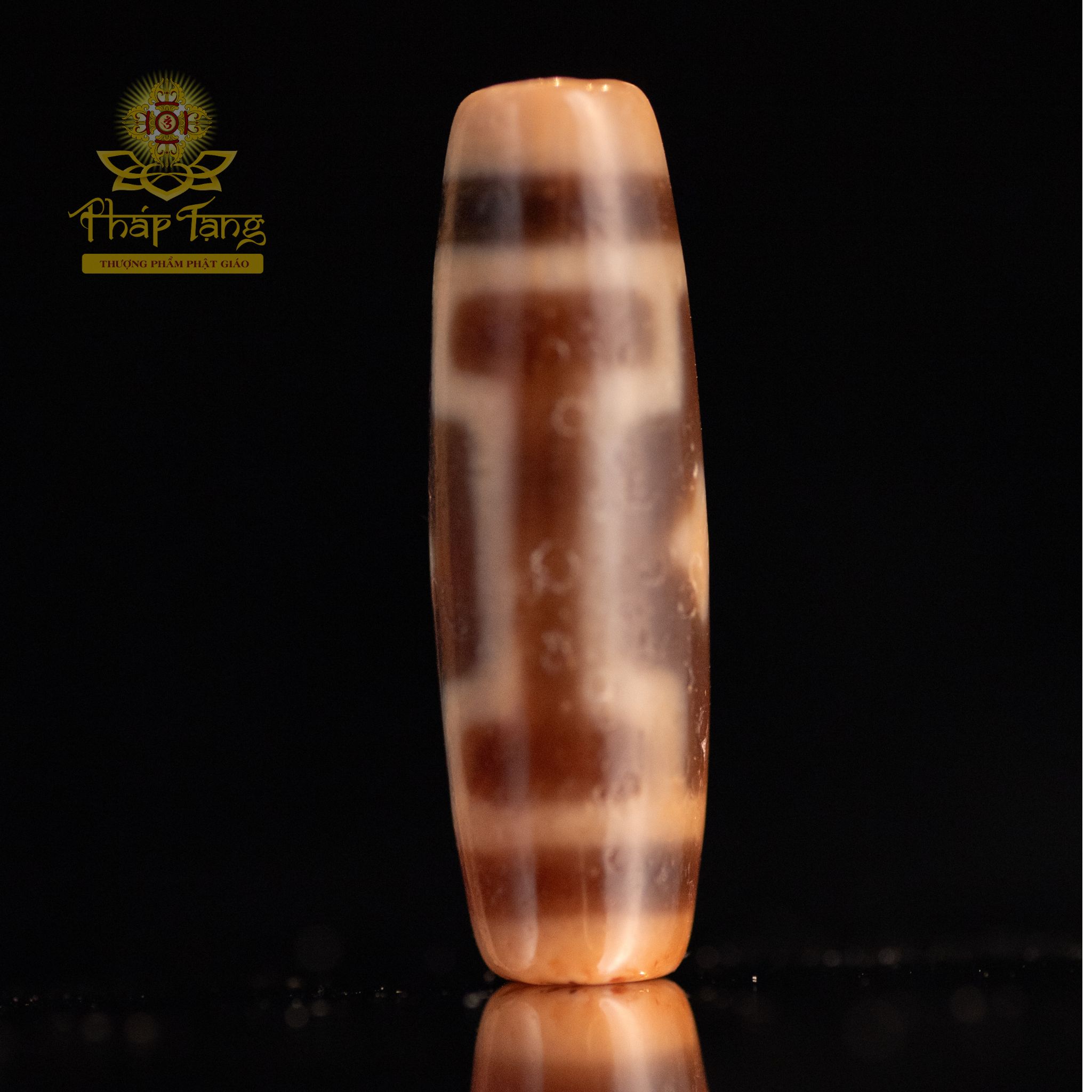 Dzi 3 Mắt Mandala Thân Ngọc Lõi Ngà (Tibet) - 5cm