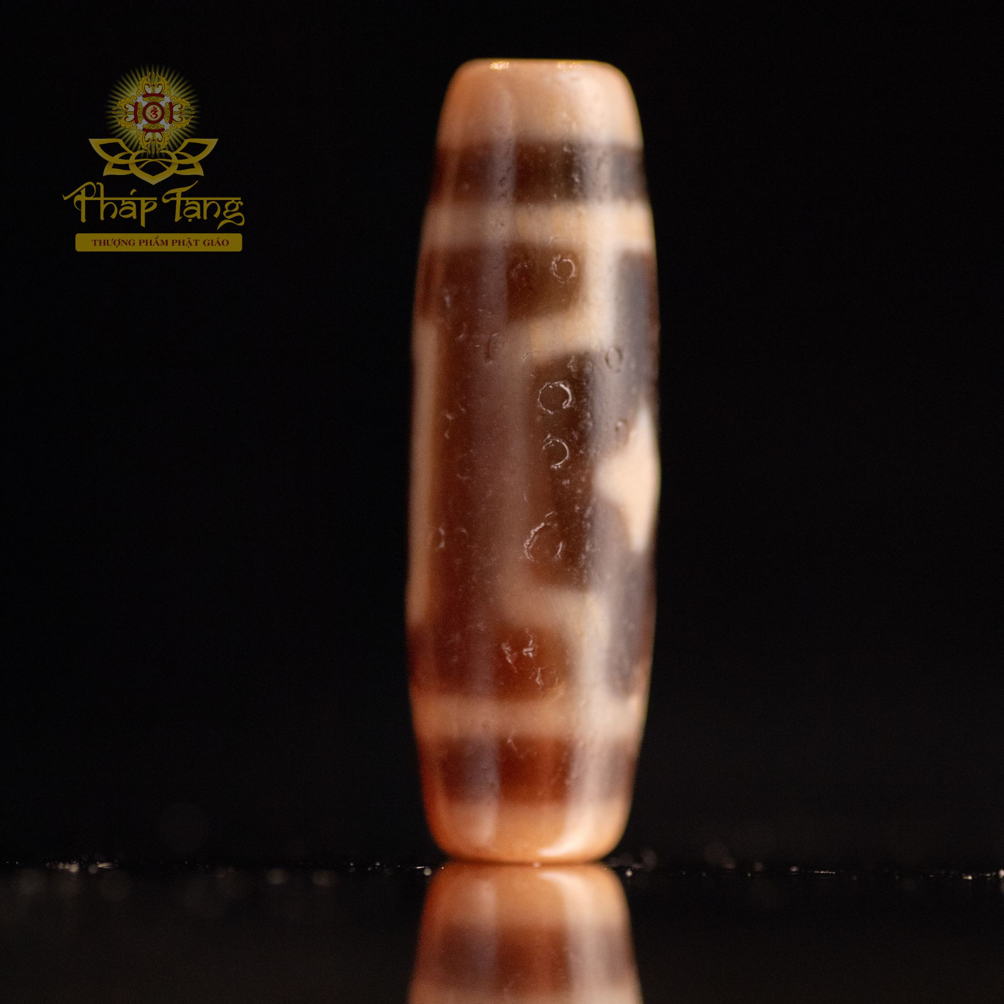 Dzi 3 Mắt Mandala Thân Ngọc Lõi Ngà (Tibet) - 5cm