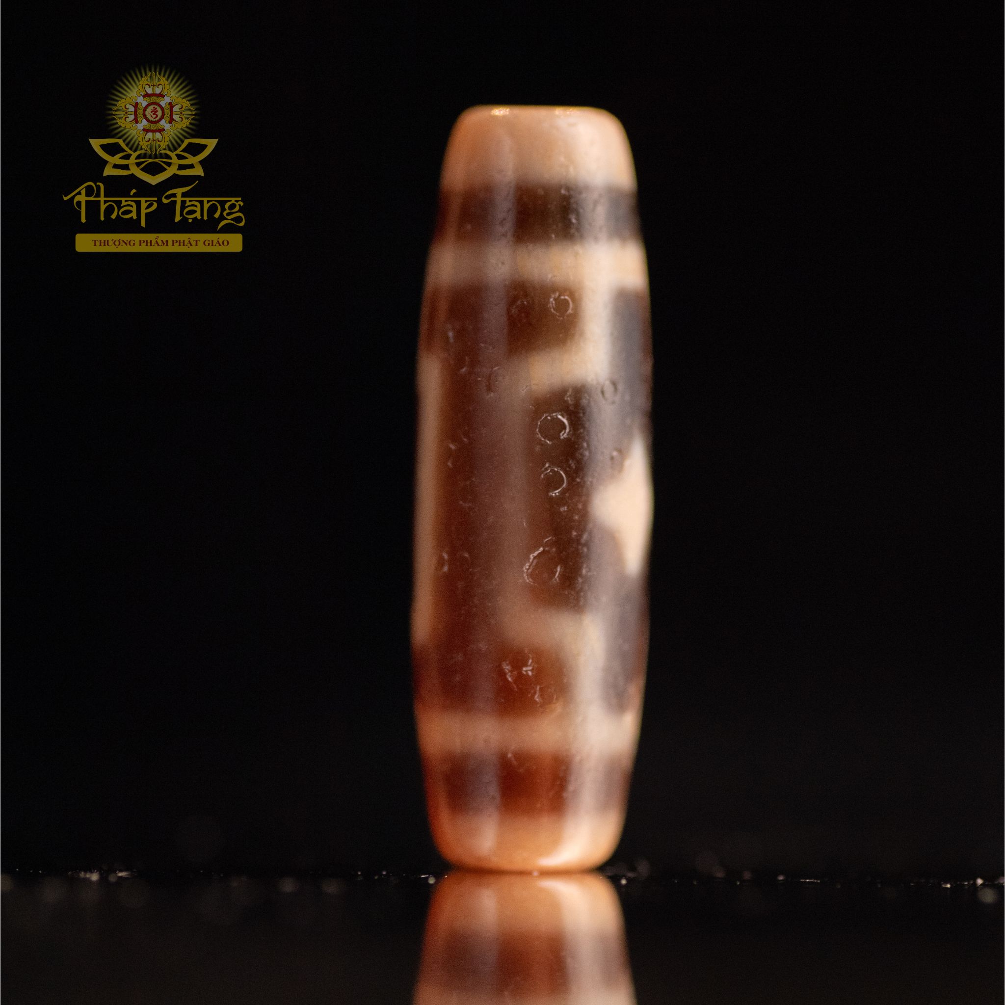 Dzi 3 Mắt Mandala Thân Ngọc Lõi Ngà (Tibet) - 5cm