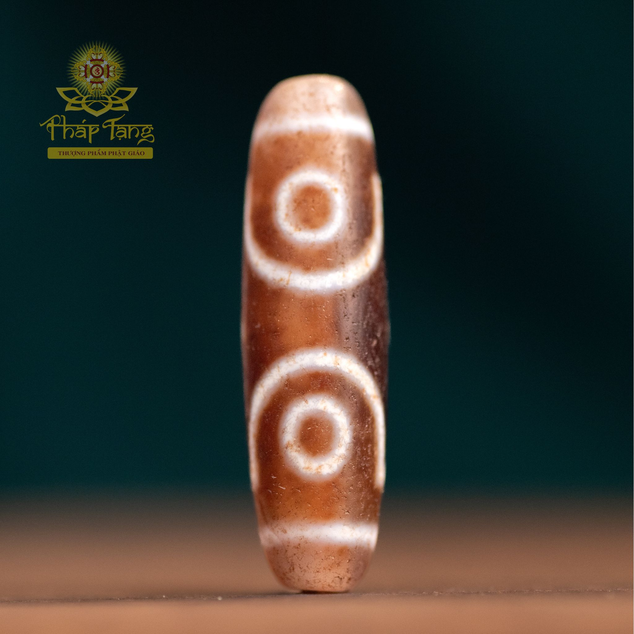 Dzi 3 Mắt Phật (New Dzi) Thân Mã Não Đỏ Lên Ngọc 4.3cm