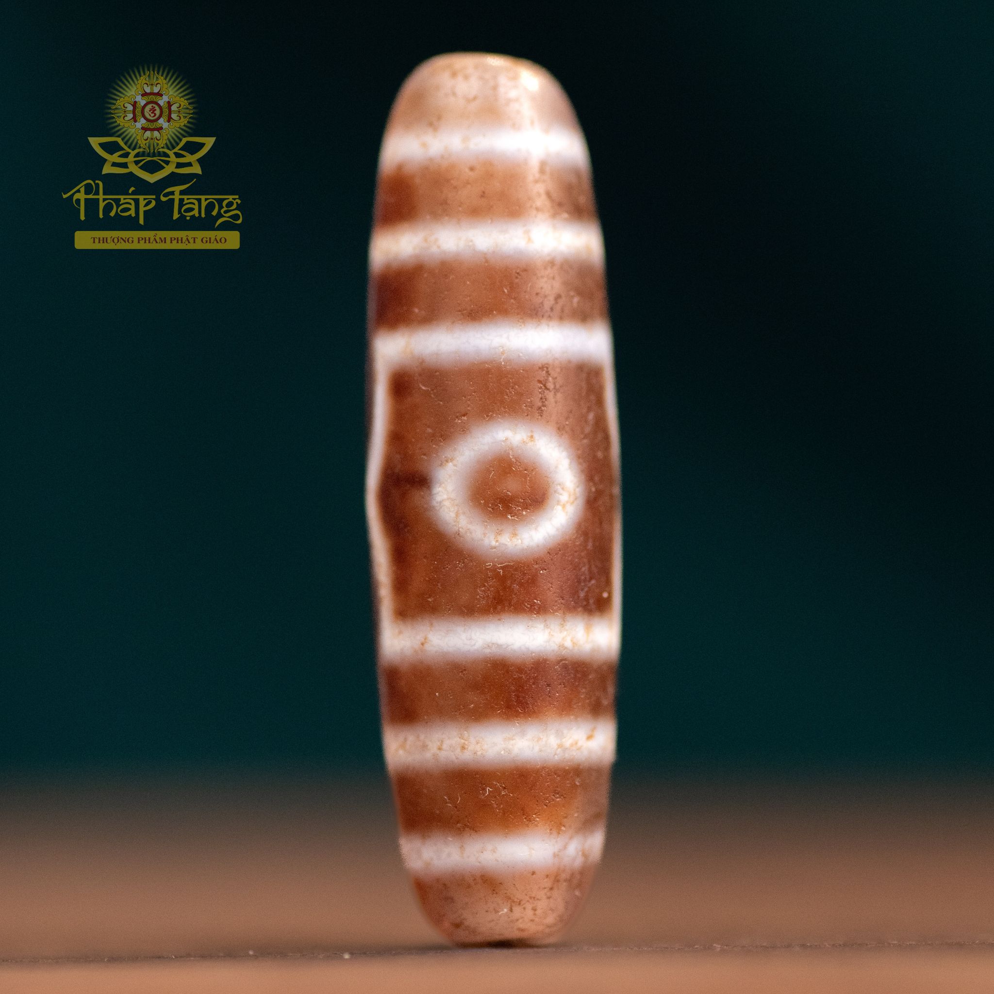 Dzi 3 Mắt Phật (New Dzi) Thân Mã Não Đỏ Lên Ngọc 4.3cm