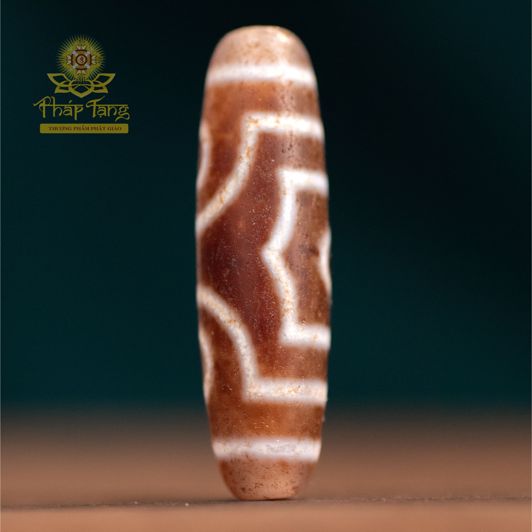 Dzi 3 Mắt Phật (New Dzi) Thân Mã Não Đỏ Lên Ngọc 4.3cm