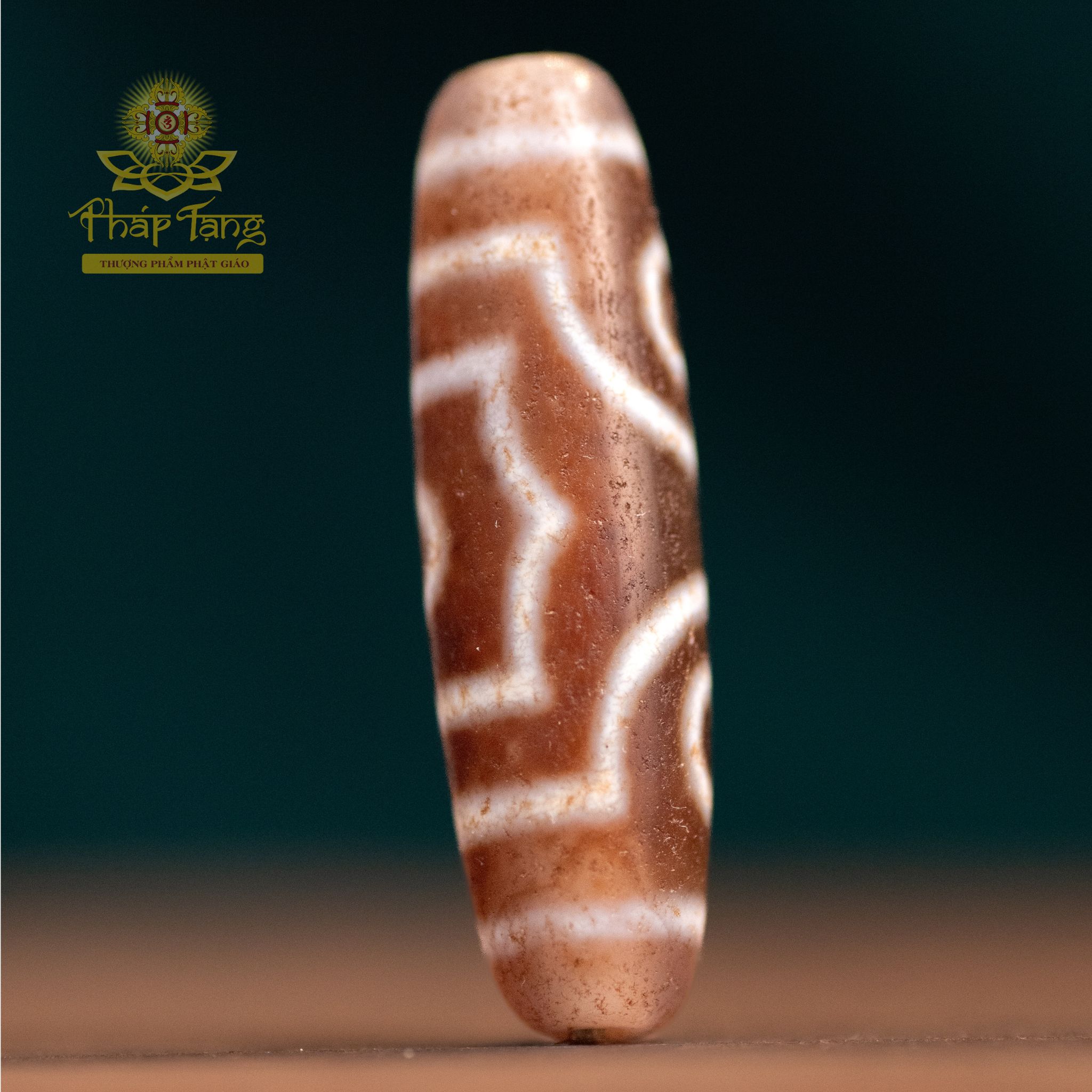 Dzi 3 Mắt Phật (New Dzi) Thân Mã Não Đỏ Lên Ngọc 4.3cm