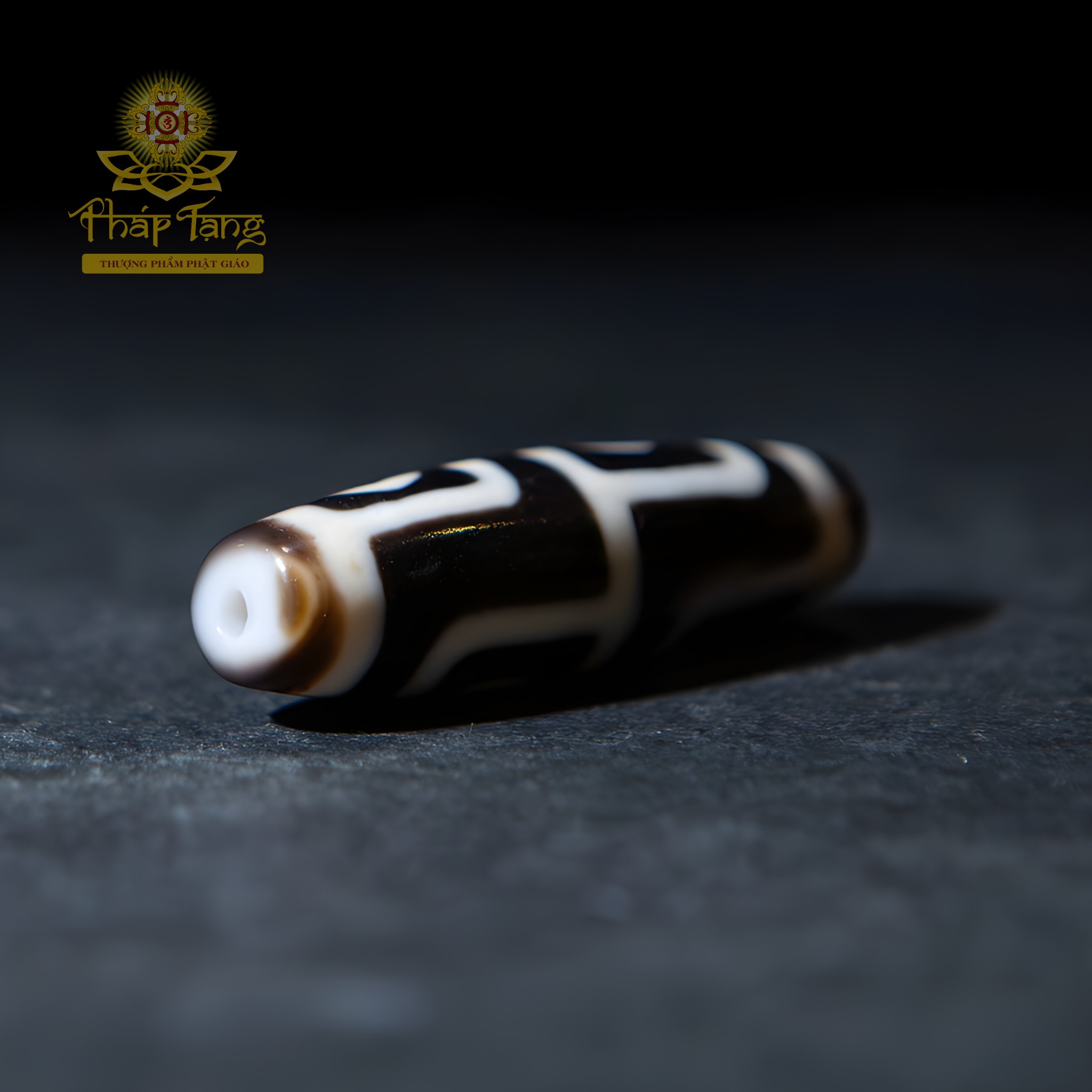 Dzi 4 Mắt HQ Thân Đen Hoa Văn Sắc Nét Truyền Thừa (Tứ Đại Bồ Tát)