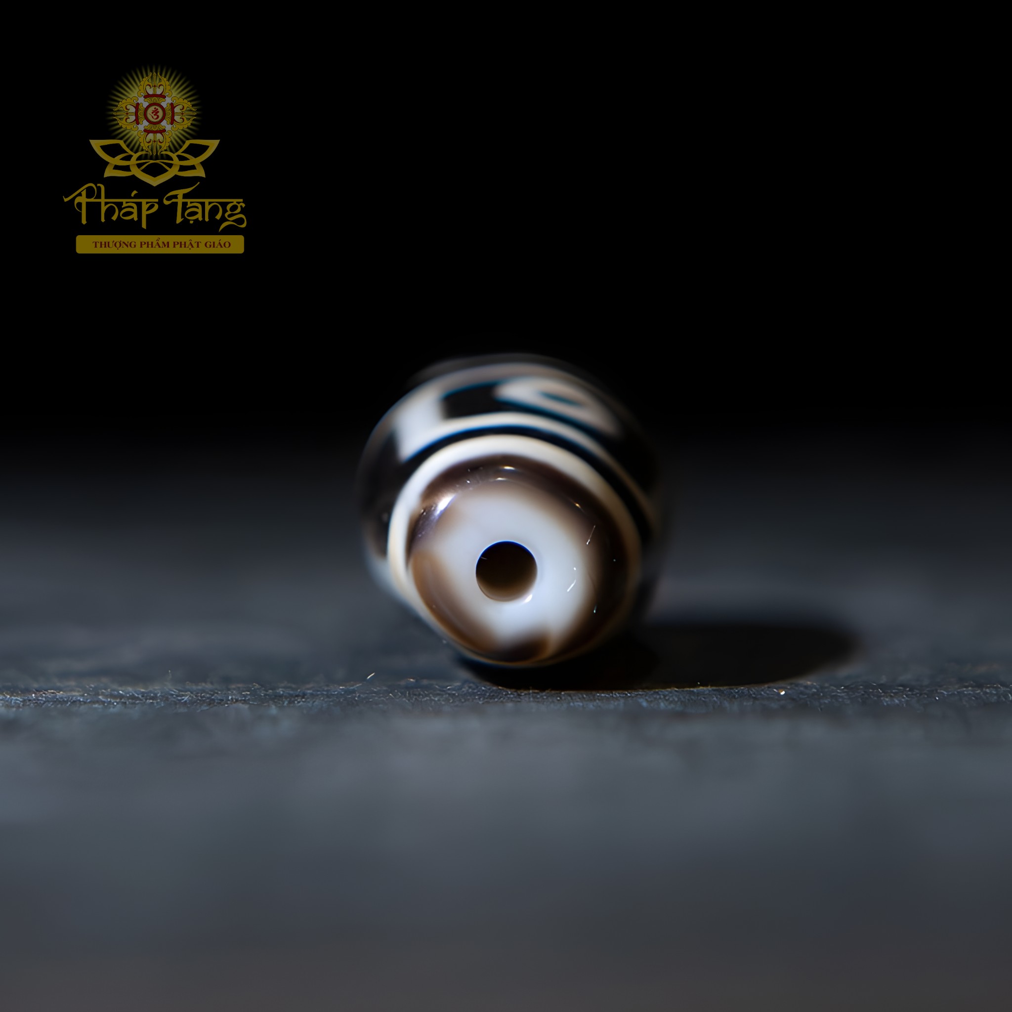 Dzi 4 Mắt HQ Thân Đen Hoa Văn Sắc Nét Truyền Thừa (Tứ Đại Bồ Tát)