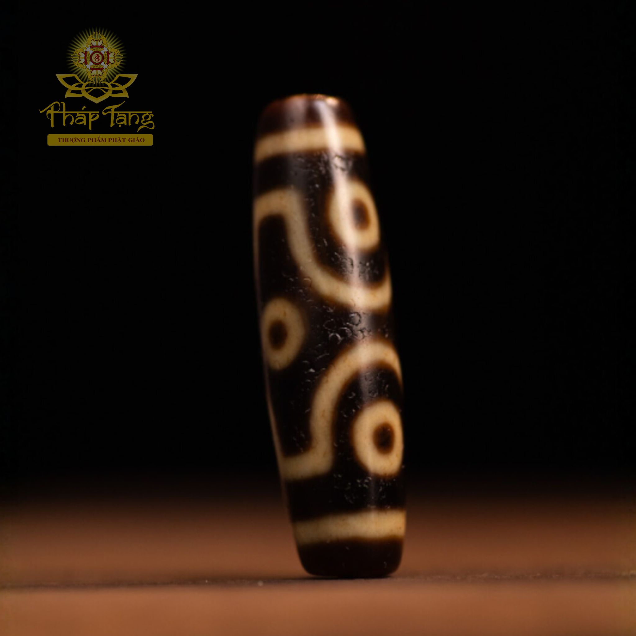 Dzi 6 Mắt Vảy Rồng Thân Nâu Tibet 4.2CM