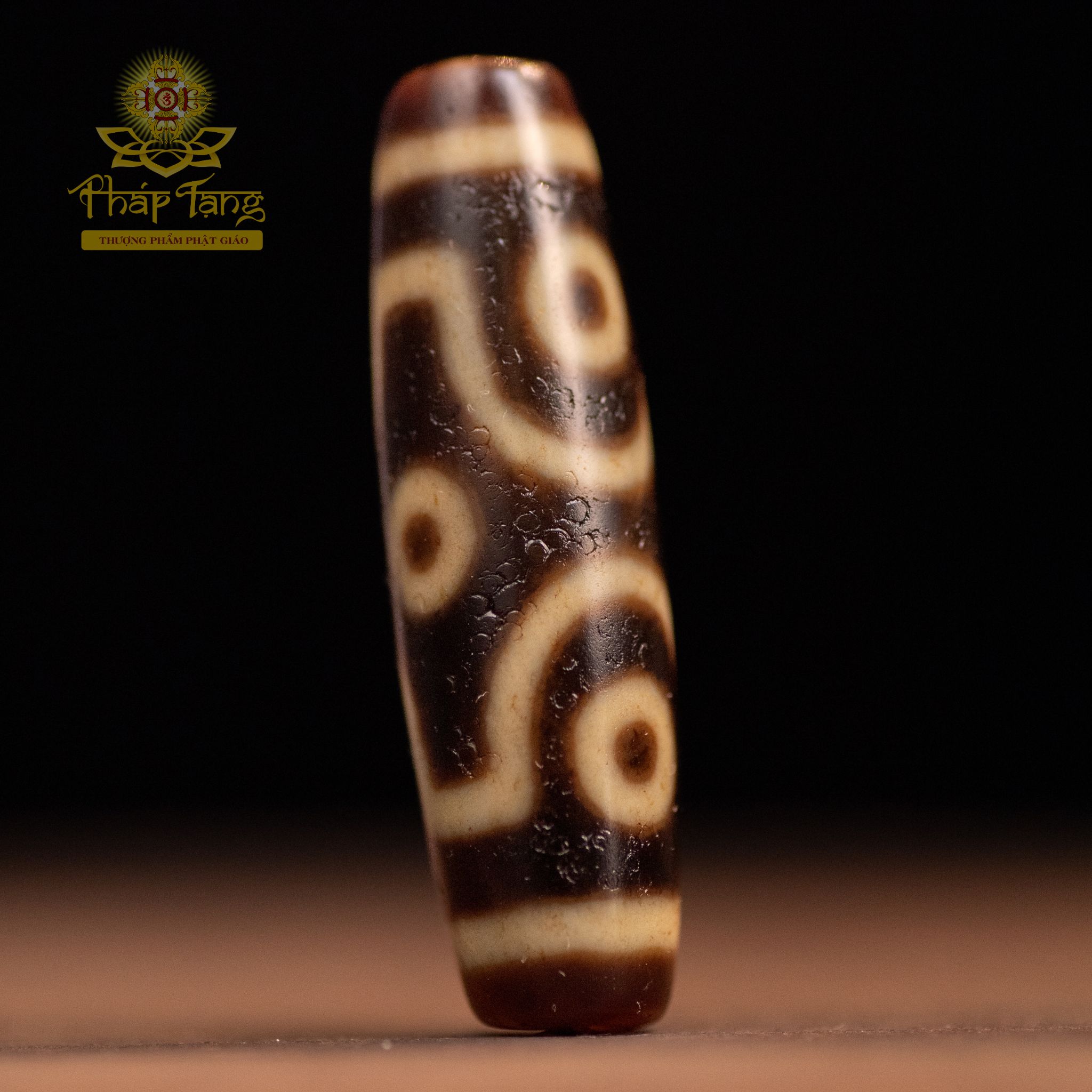 Dzi 6 Mắt Vảy Rồng Thân Nâu Tibet 4.2CM