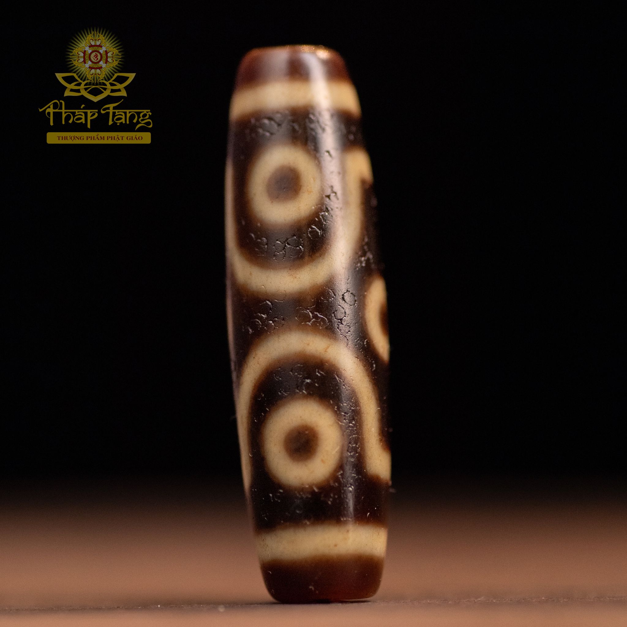 Dzi 6 Mắt Vảy Rồng Thân Nâu Tibet 4.2CM