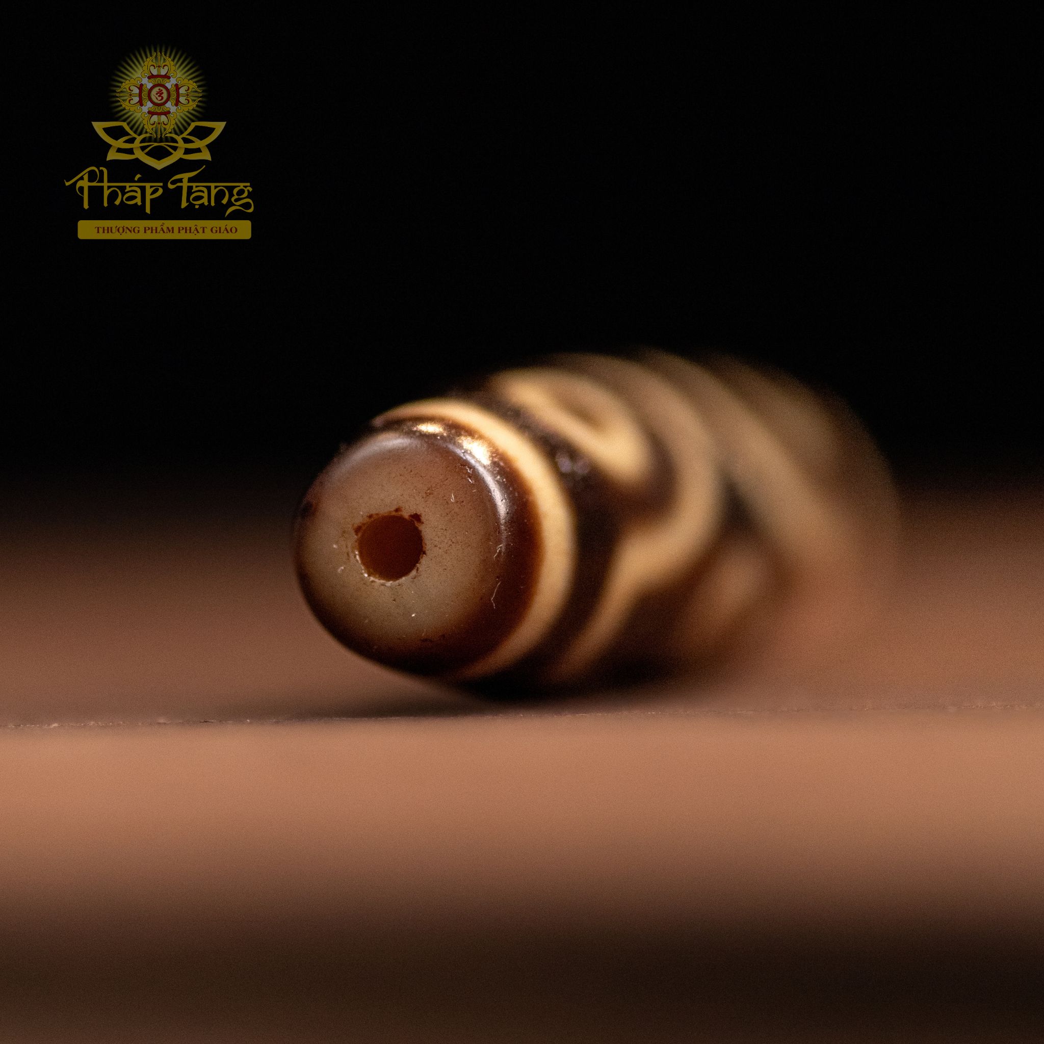 Dzi 6 Mắt Vảy Rồng Thân Nâu Tibet 4.2CM