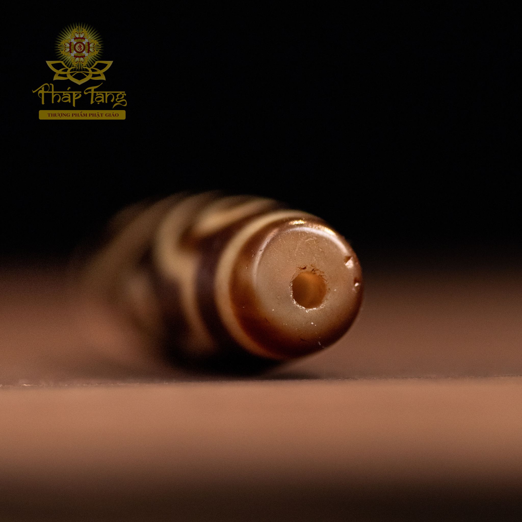 Dzi 6 Mắt Vảy Rồng Thân Nâu Tibet 4.2CM