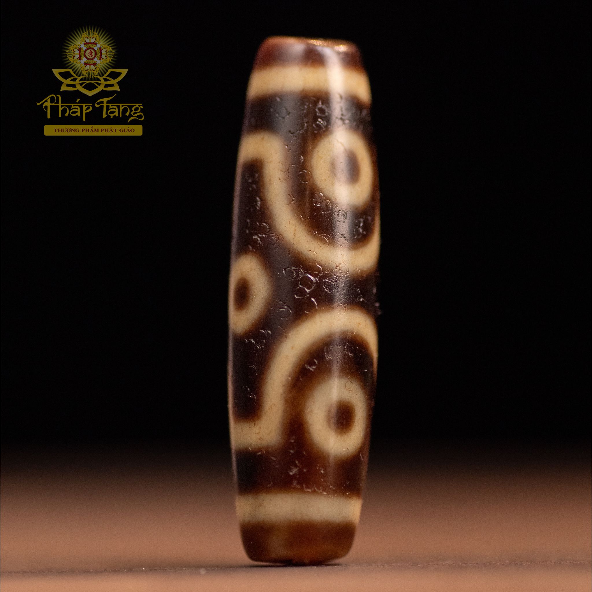 Dzi 6 Mắt Vảy Rồng Thân Nâu Tibet 4.2CM