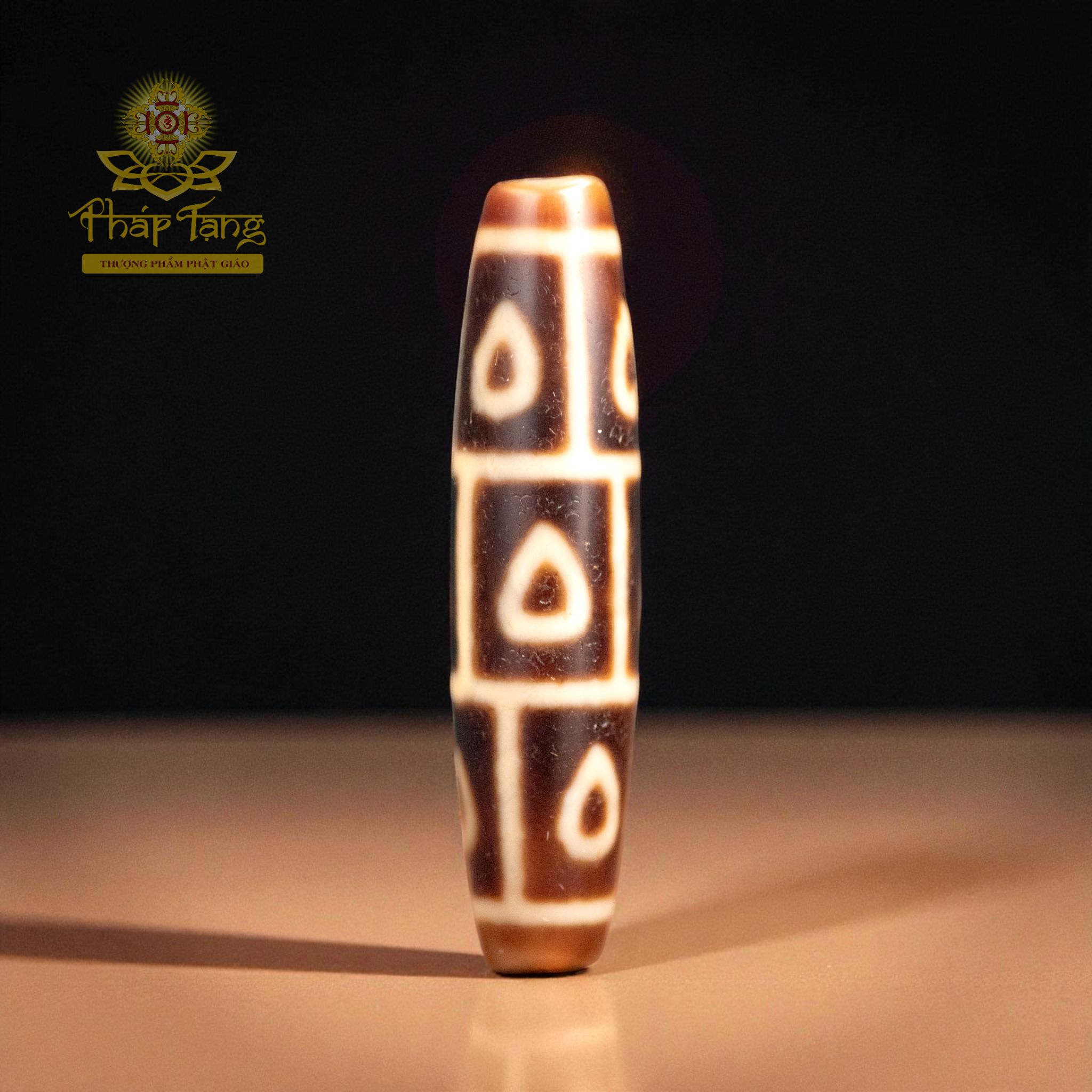 Dzi 9 Mắt Lá Bồ Đề Thân Dầu Vẩy Rồng 5.6CM