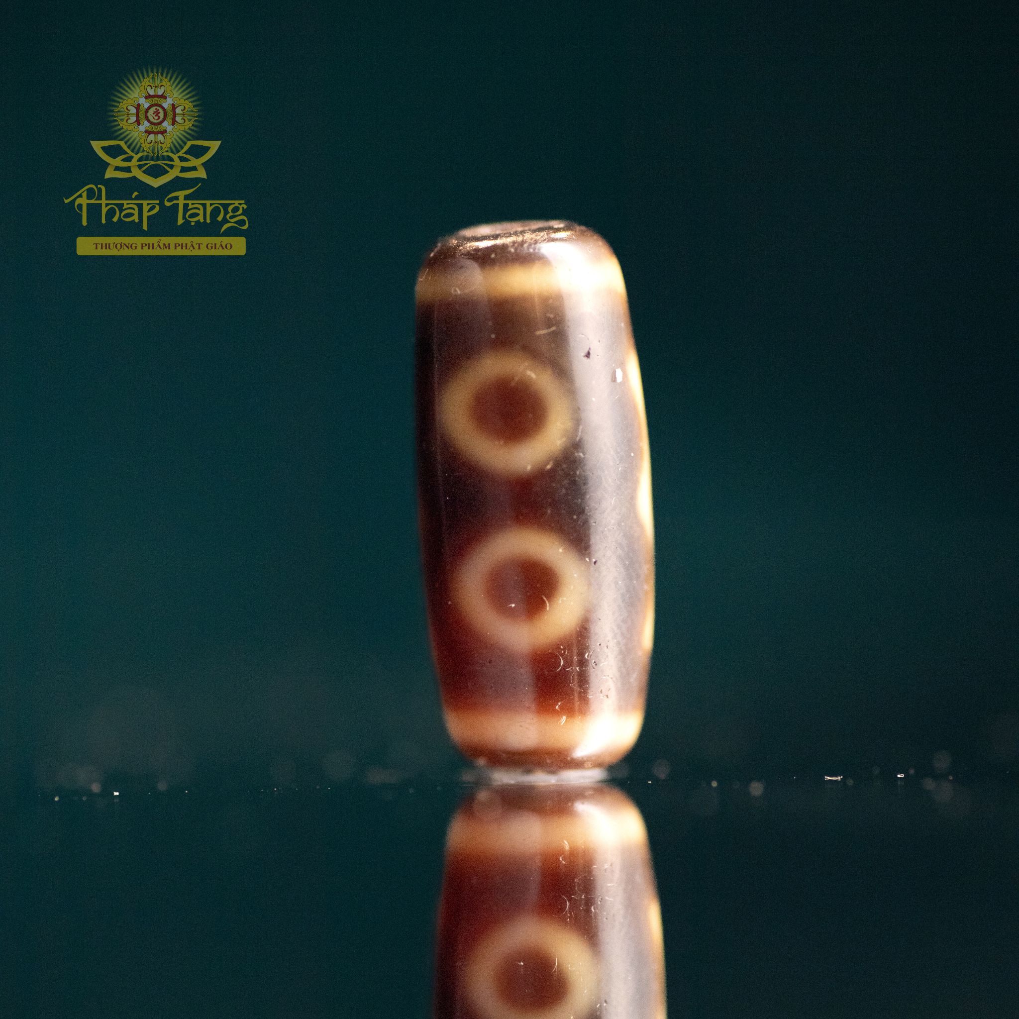 Dzi Hành Giả 3 Mắt Thân Dẹp 2 Sọc (Tibet) - Năng Lượng Tu Tập Quý Hiếm