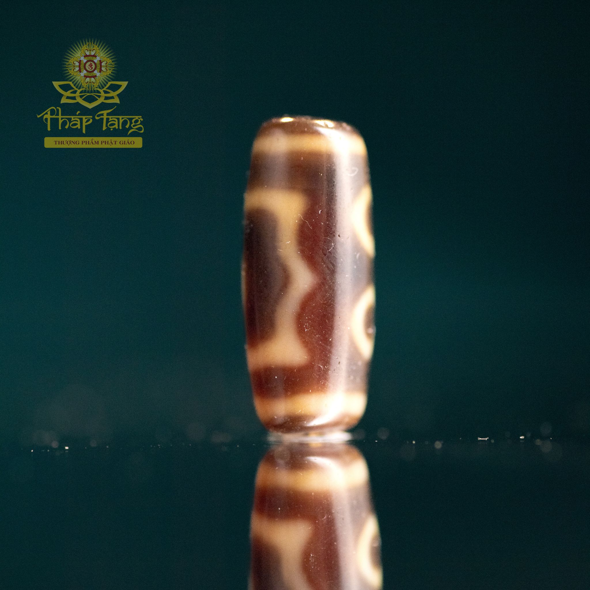 Dzi Hành Giả 3 Mắt Thân Dẹp 2 Sọc (Tibet) - Năng Lượng Tu Tập Quý Hiếm