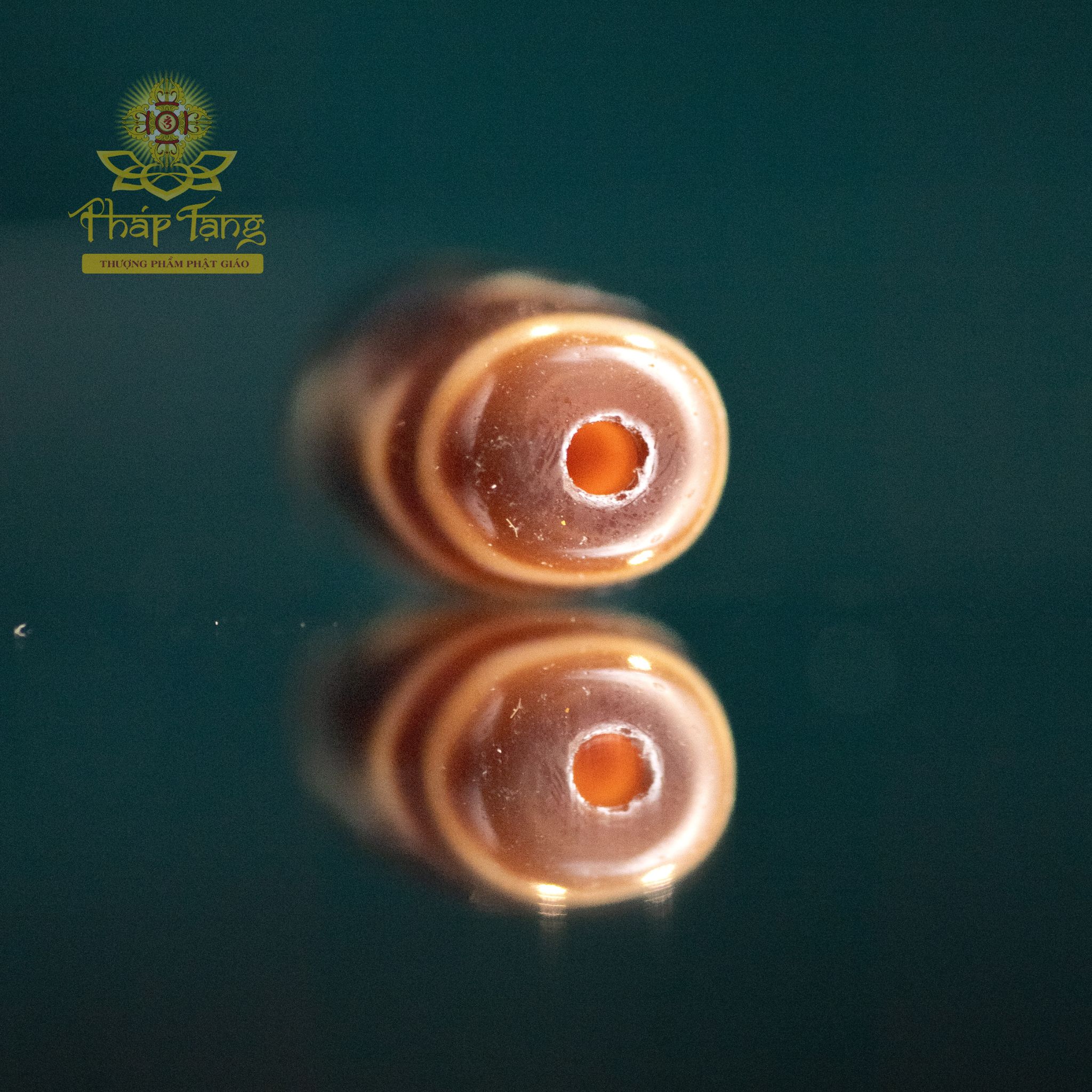 Dzi Hành Giả 3 Mắt Thân Dẹp 2 Sọc (Tibet) - Năng Lượng Tu Tập Quý Hiếm