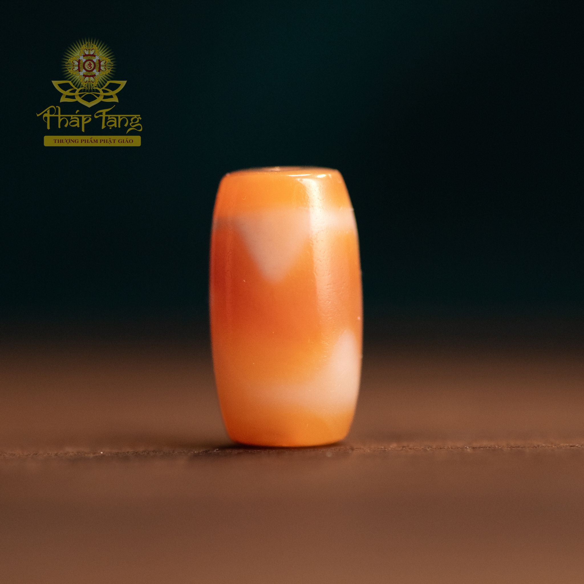 Dzi Tasso (Răng Ngựa) Màu Cam Pastel Nepal 2CM | Gia Trì Lễ Vía