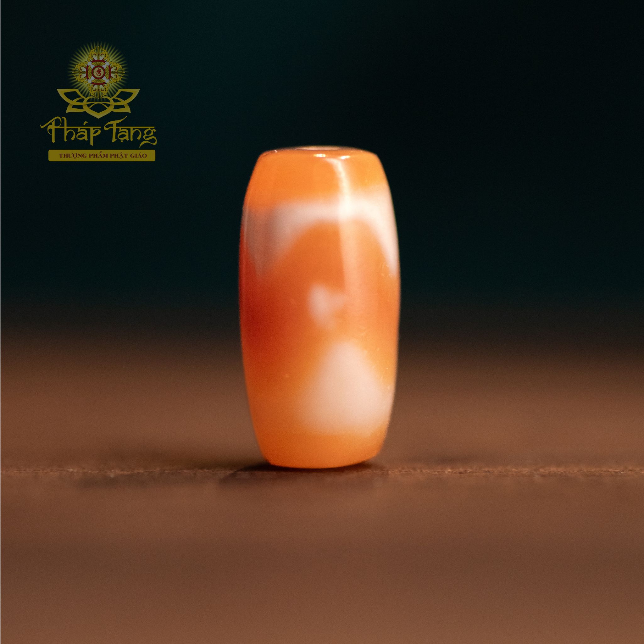 Dzi Tasso (Răng Ngựa) Màu Cam Pastel Nepal 2CM | Gia Trì Lễ Vía