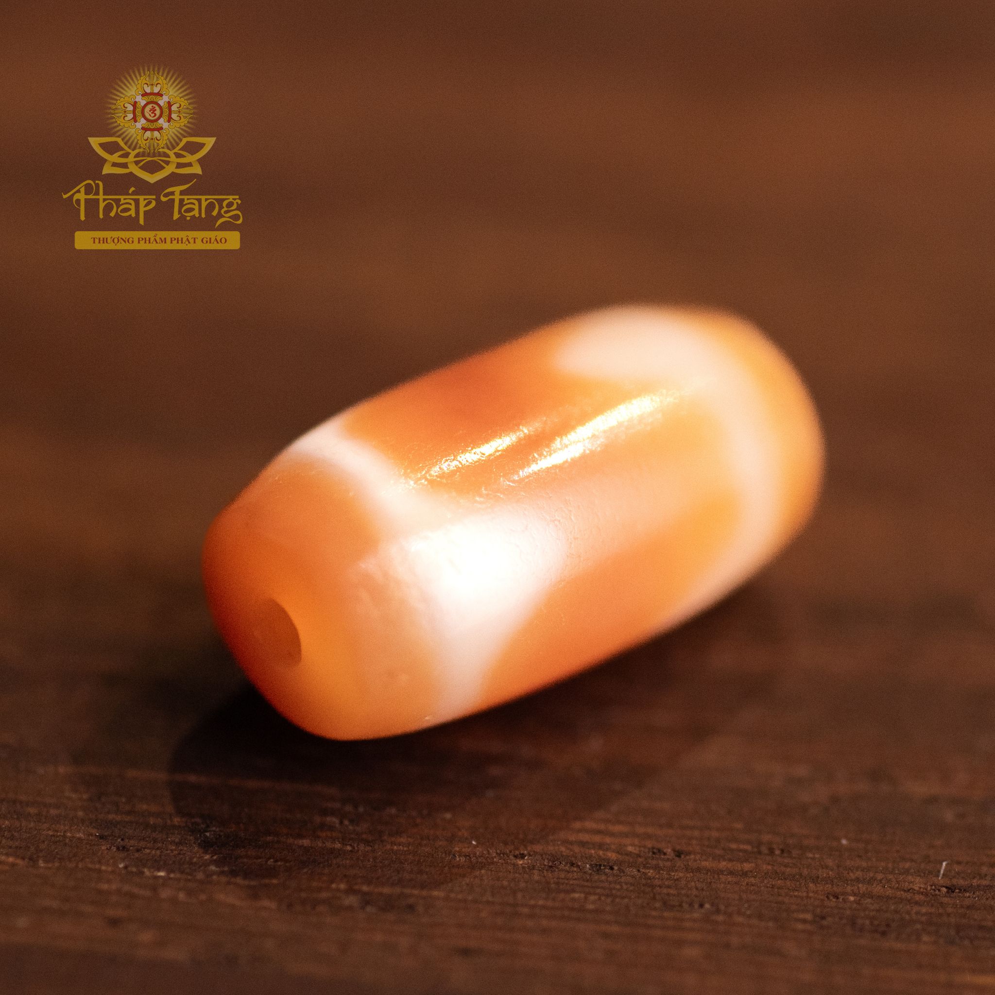 Dzi Tasso (Răng Ngựa) Màu Cam Pastel Nepal 2CM | Gia Trì Lễ Vía