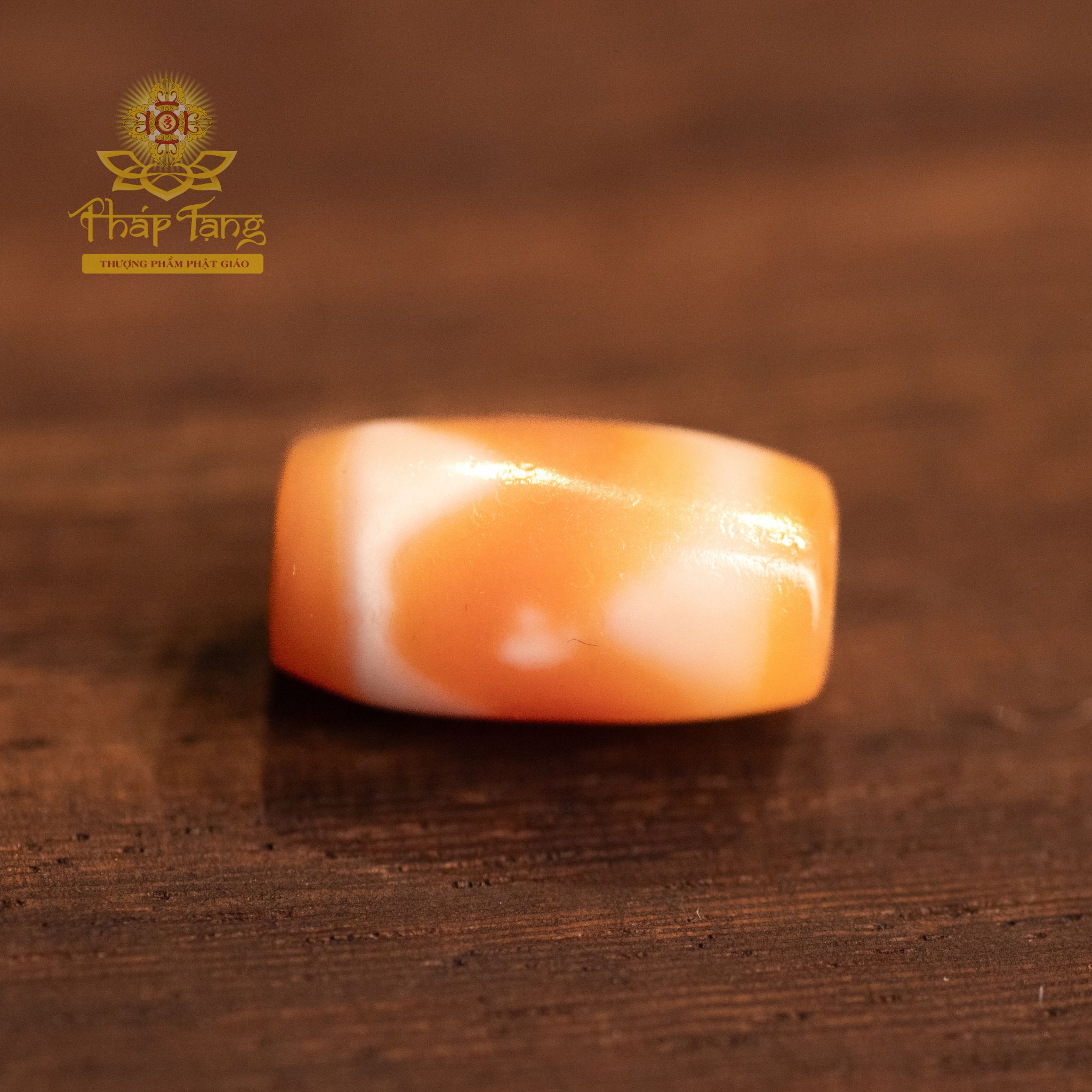 Dzi Tasso (Răng Ngựa) Màu Cam Pastel Nepal 2CM | Gia Trì Lễ Vía