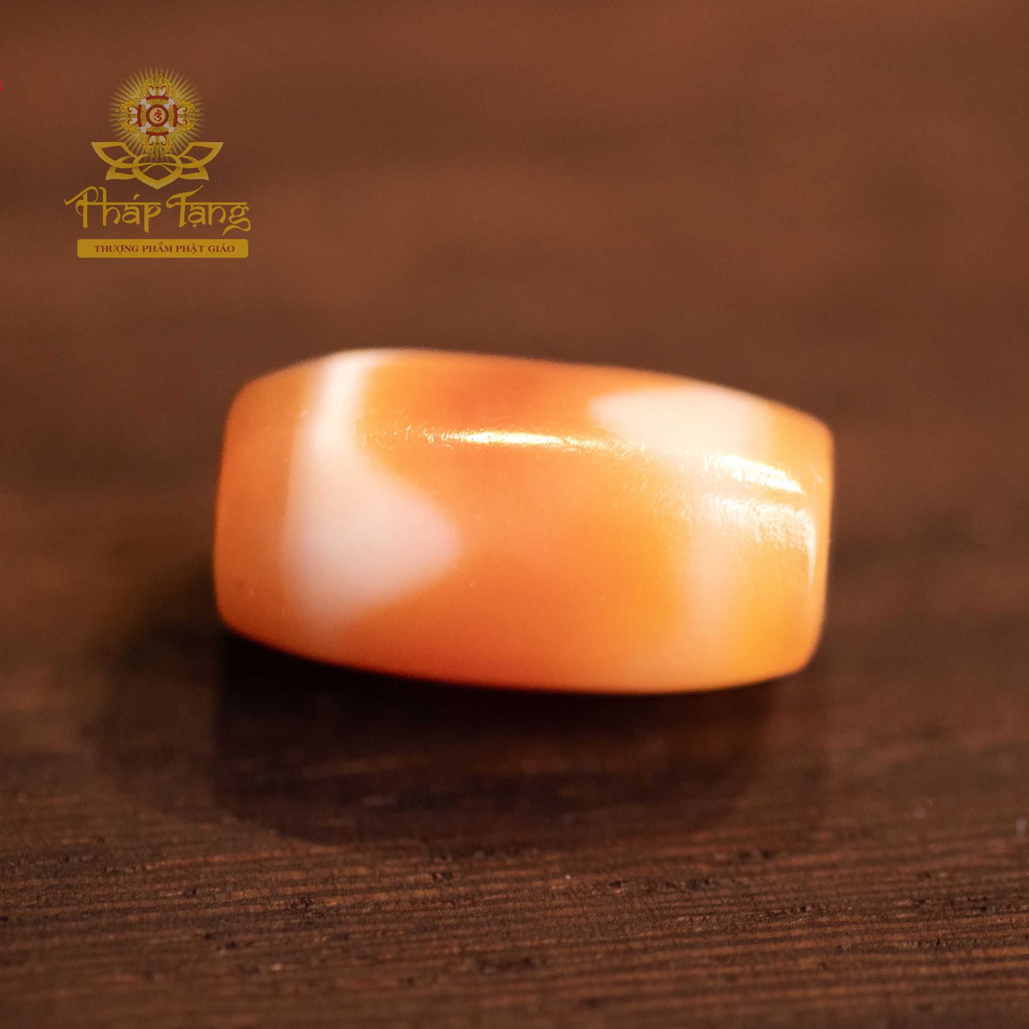 Dzi Tasso (Răng Ngựa) Màu Cam Pastel Nepal 2CM | Gia Trì Lễ Vía