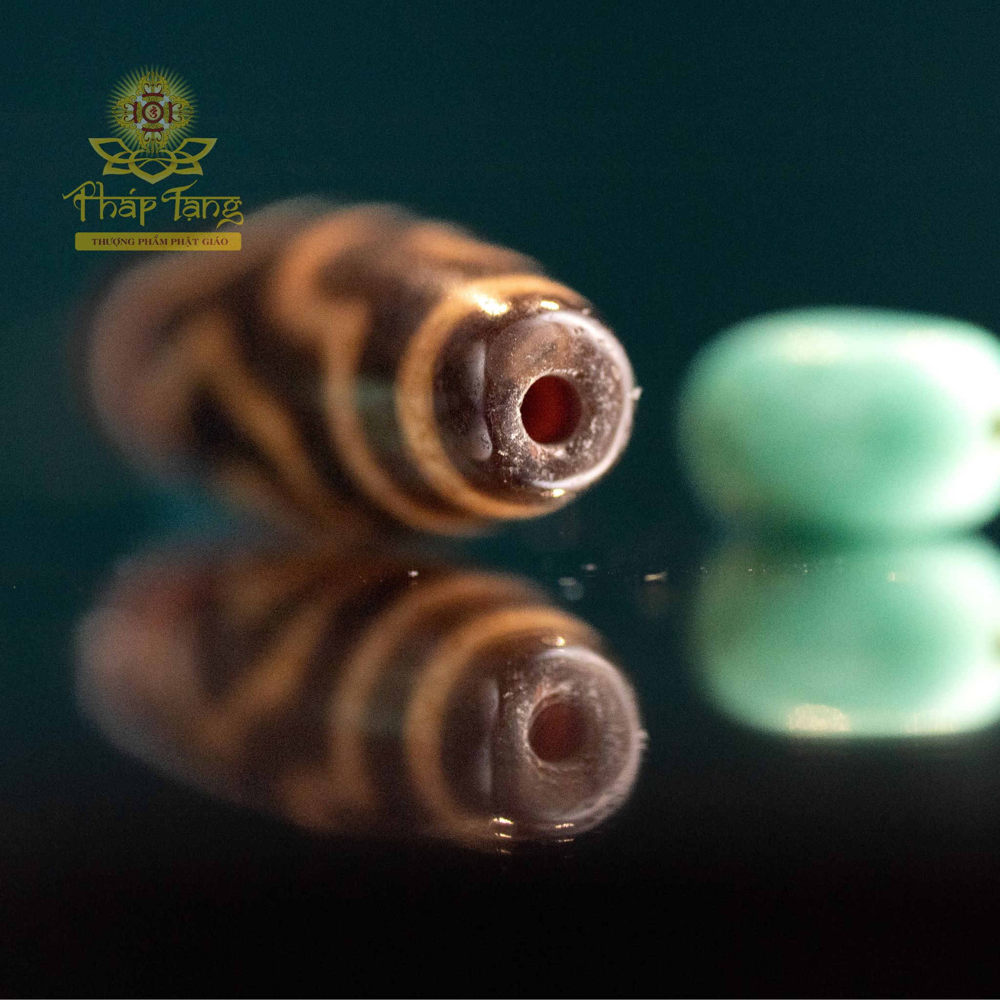 Dzi Thiên Châu 3 Mắt Hành Giả Thân Nâu Lên Ngọc - Hộ Mệnh Hoàng Thần Tài